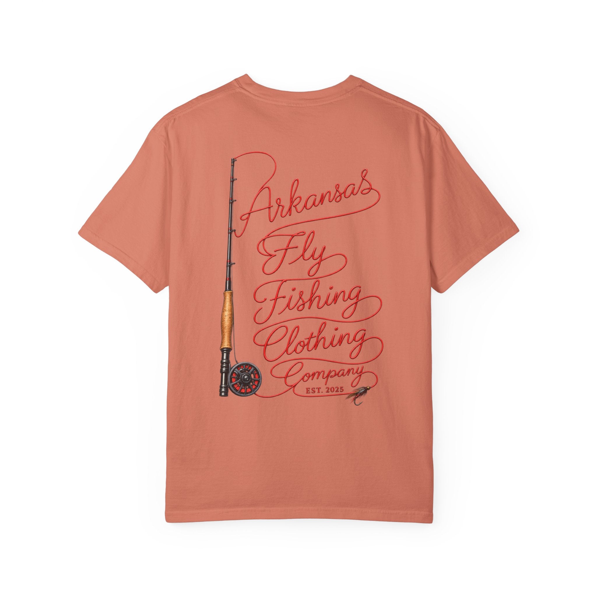 Arkansas Fly Fishing Clothing Company T-Shirt | Fly Rod Script Back Print