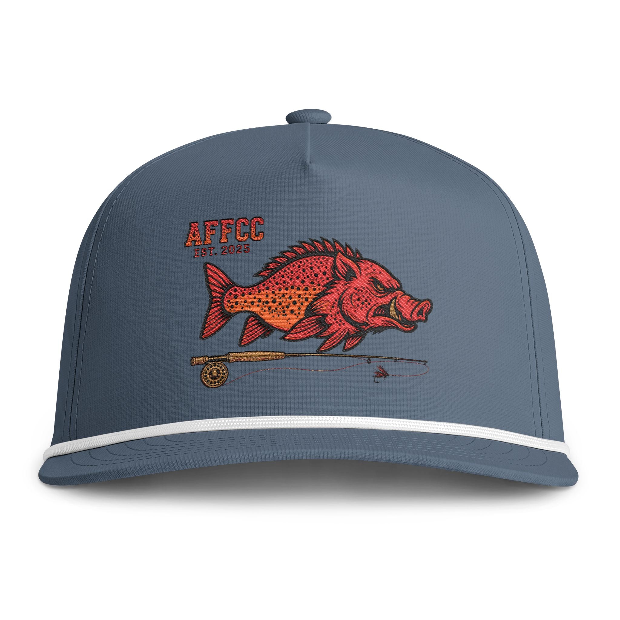 Color Comforts Rope Hat AFFCC EST. 2025 Logo Embroidered Semi Structured Adjustable Hat– AFFCC Sunwashed Trucker Hat