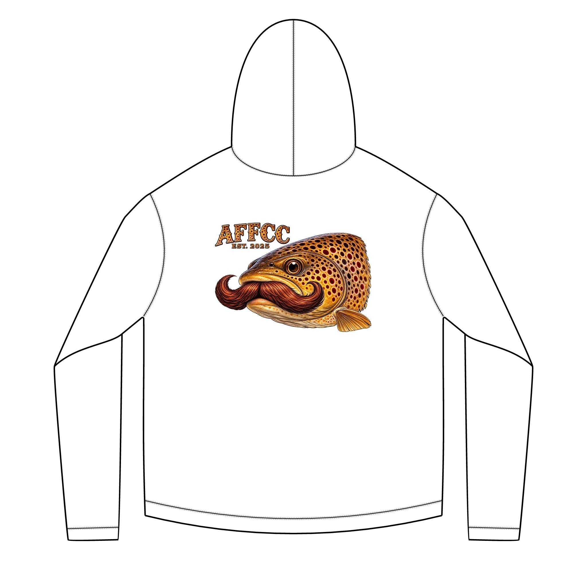 AFFCC Trout Mustache Hoodie DTG Print— AFCC Trout Mustache Sun Hoodie