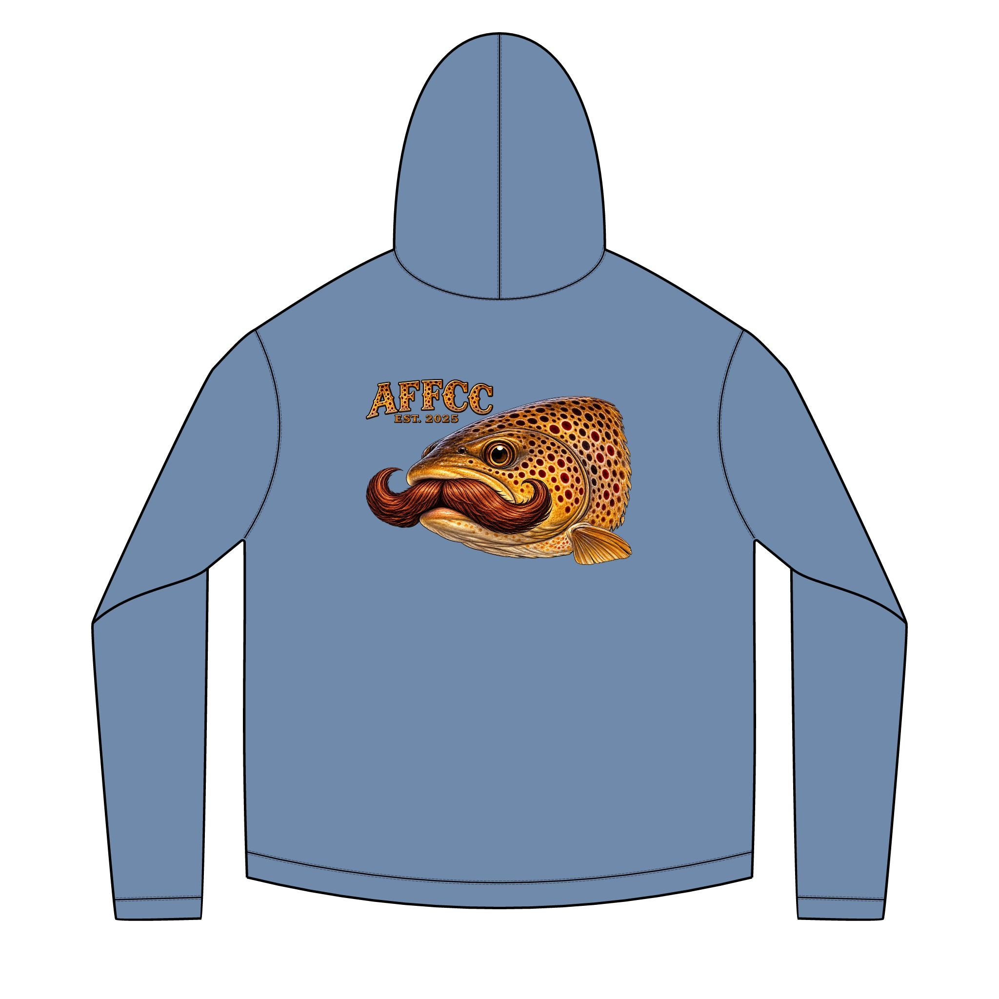 AFFCC Trout Mustache Hoodie DTG Print— AFCC Trout Mustache Sun Hoodie