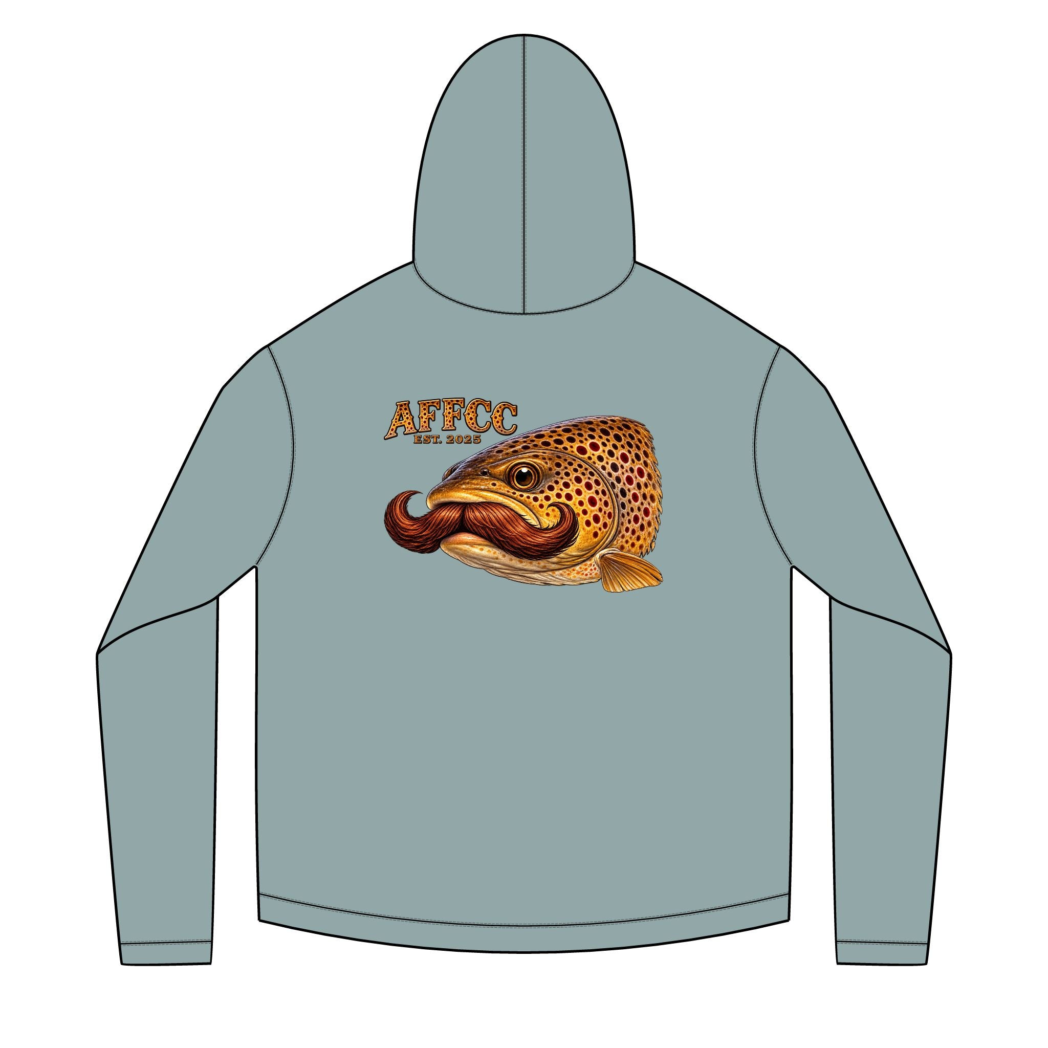 AFFCC Trout Mustache Hoodie DTG Print— AFCC Trout Mustache Sun Hoodie