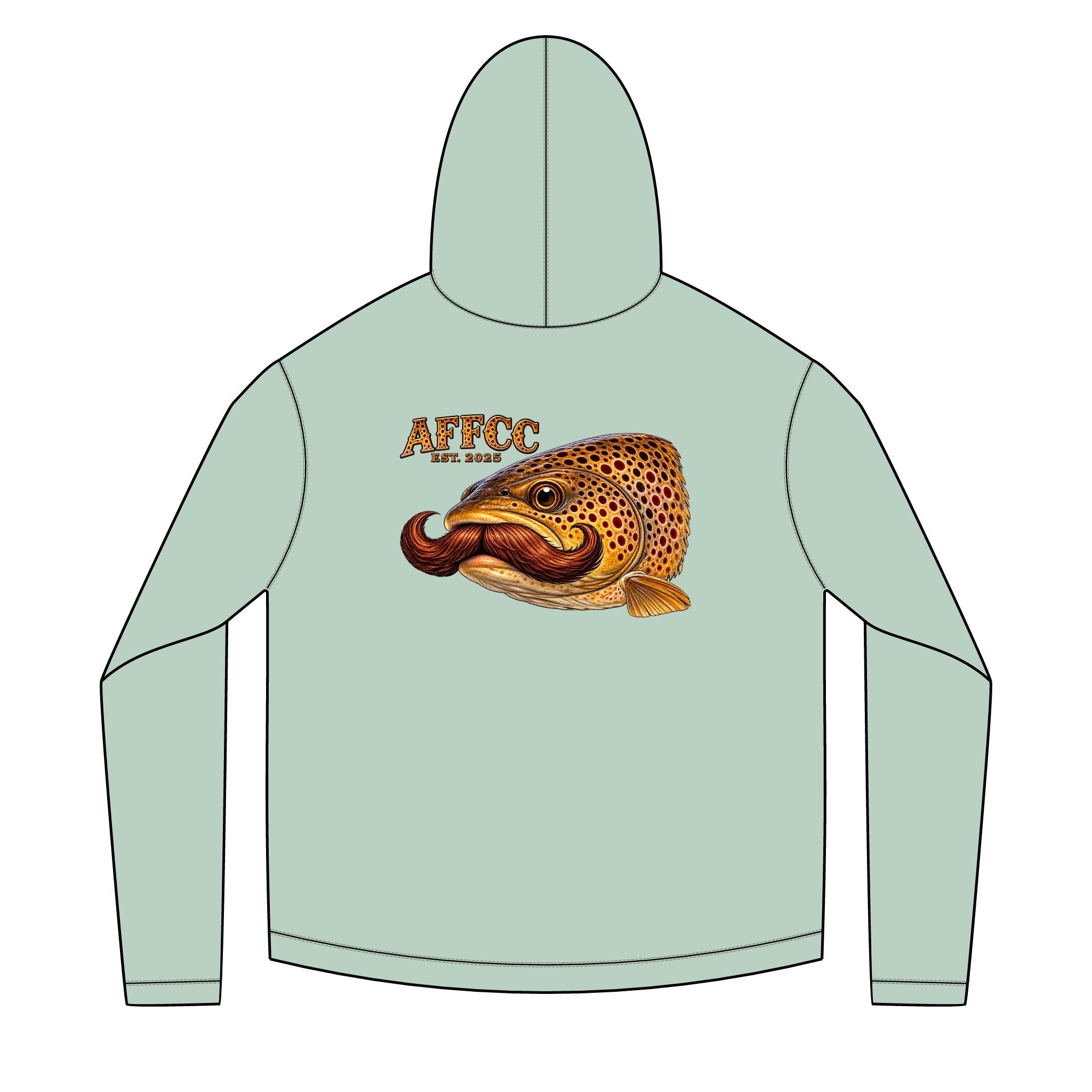 AFFCC Trout Mustache Hoodie DTG Print— AFCC Trout Mustache Sun Hoodie