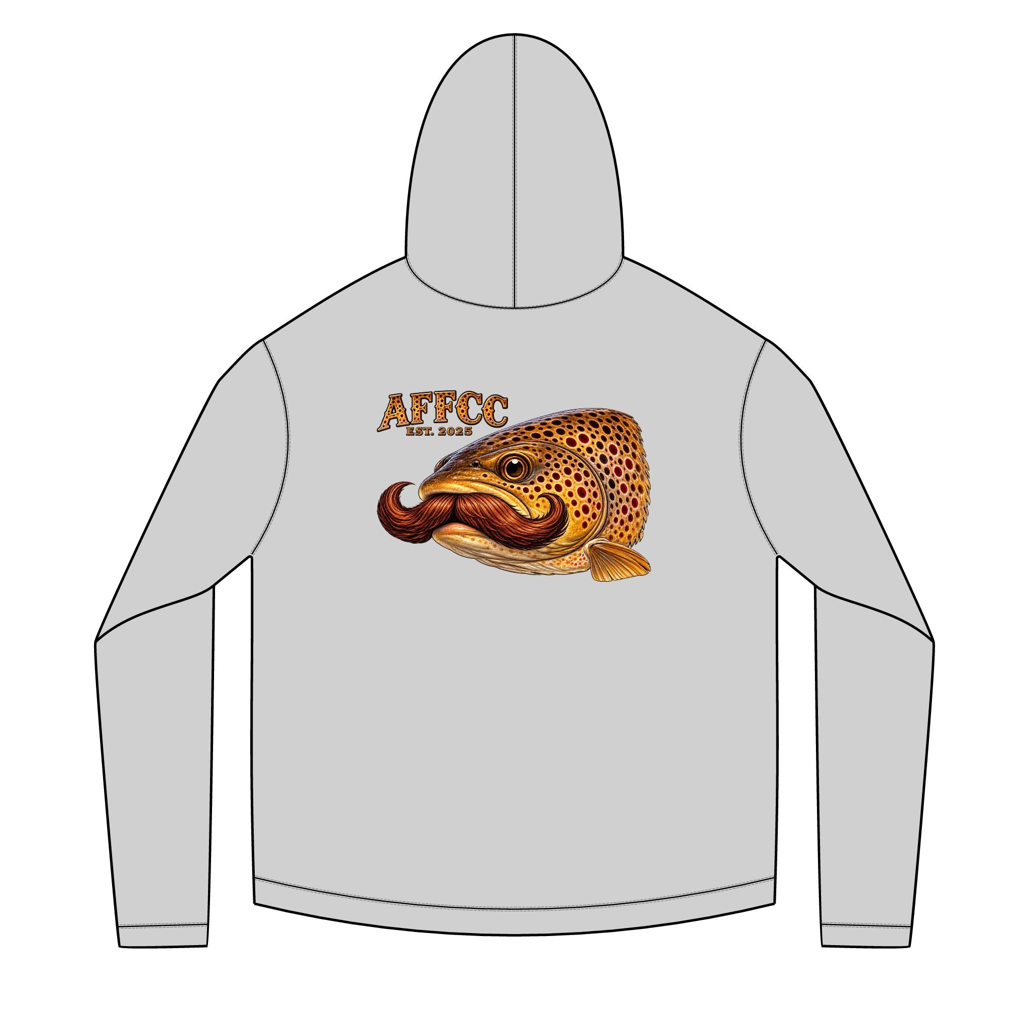 AFFCC Trout Mustache Hoodie DTG Print— AFCC Trout Mustache Sun Hoodie