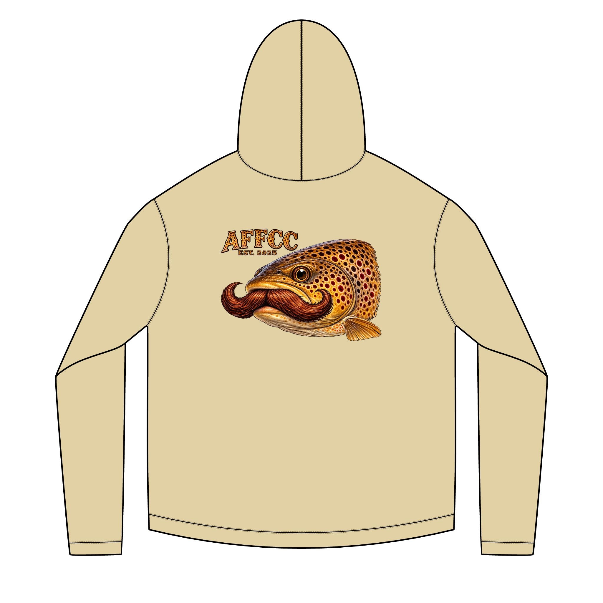 AFFCC Trout Mustache Hoodie DTG Print— AFCC Trout Mustache Sun Hoodie
