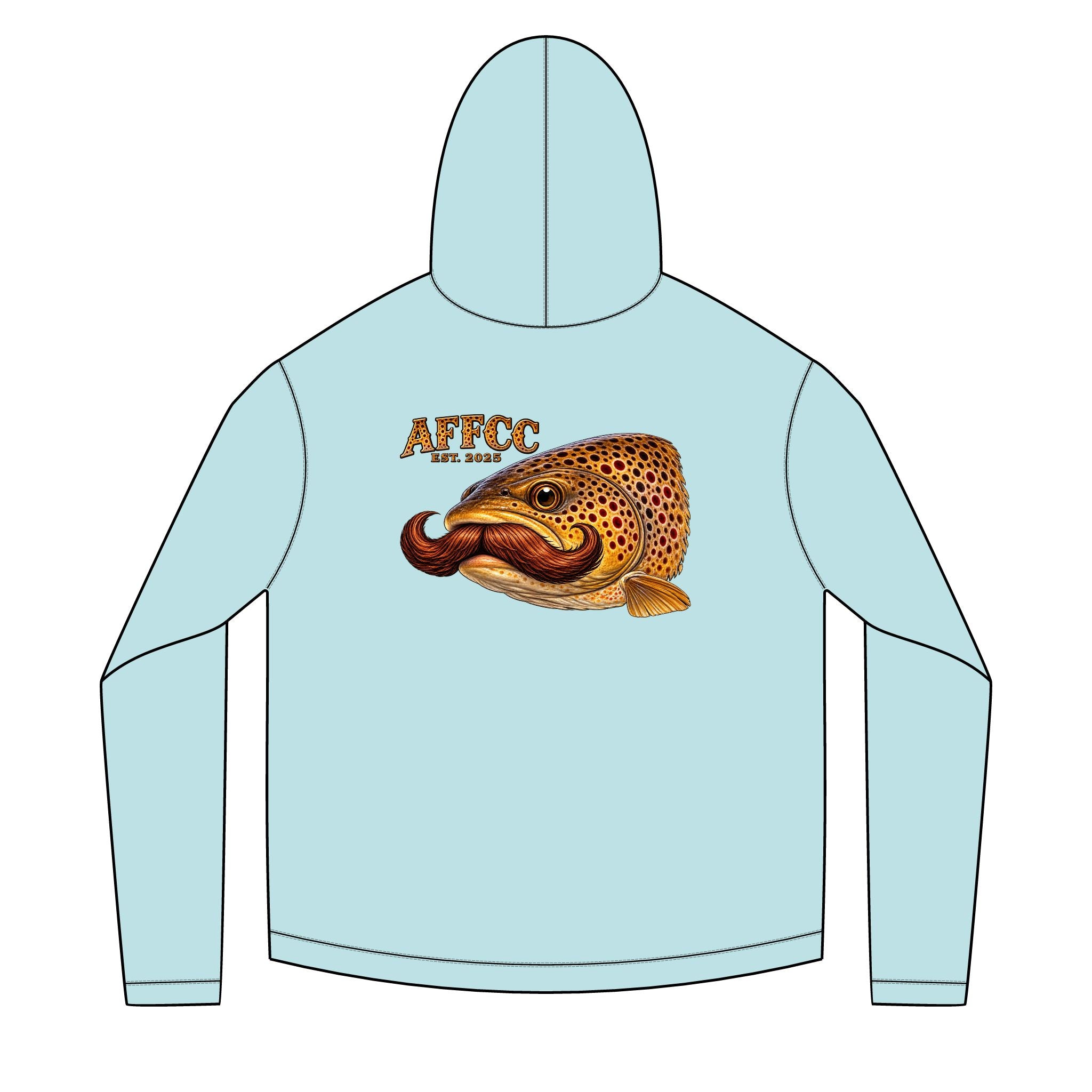 AFFCC Trout Mustache Hoodie DTG Print— AFCC Trout Mustache Sun Hoodie