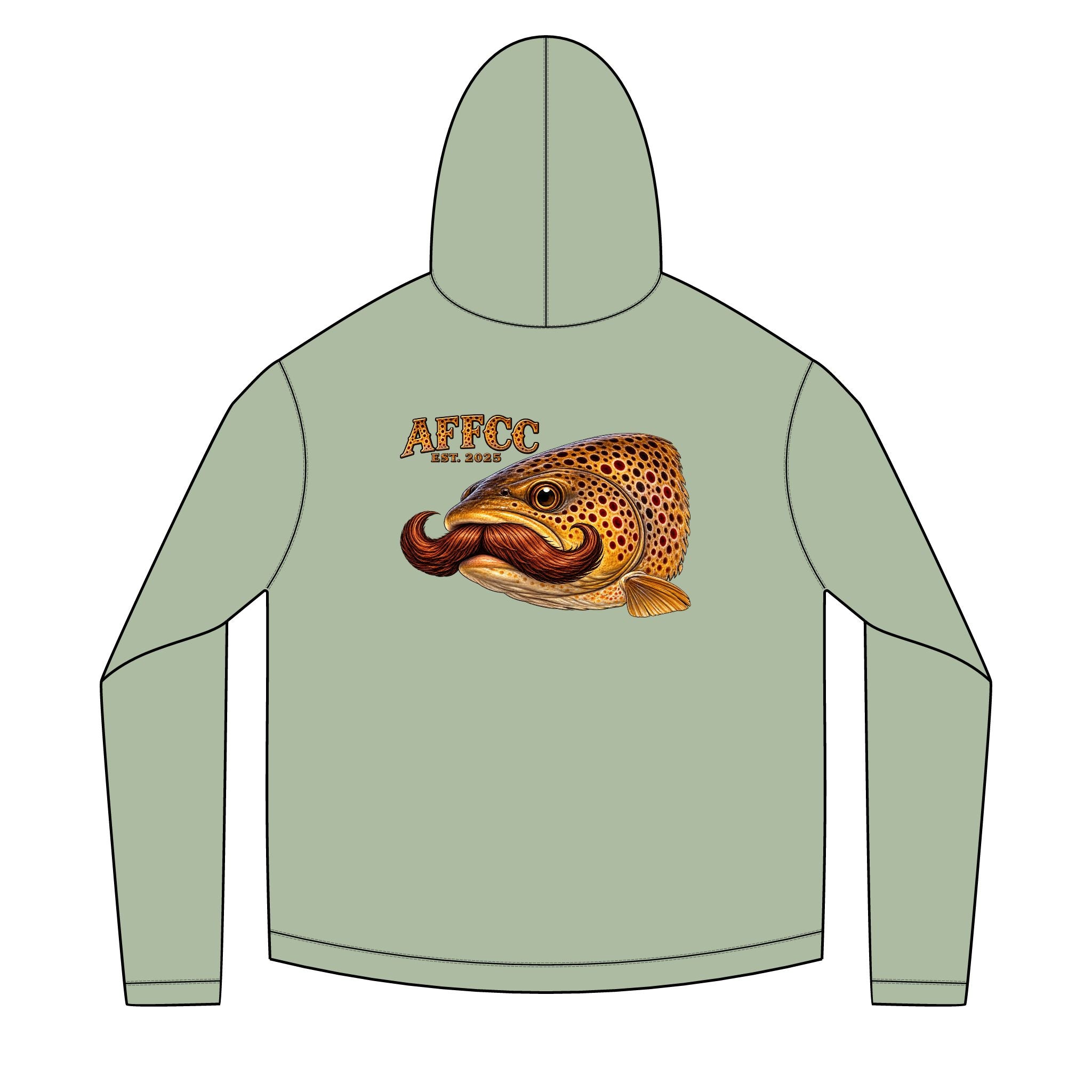 AFFCC Trout Mustache Hoodie DTG Print— AFCC Trout Mustache Sun Hoodie