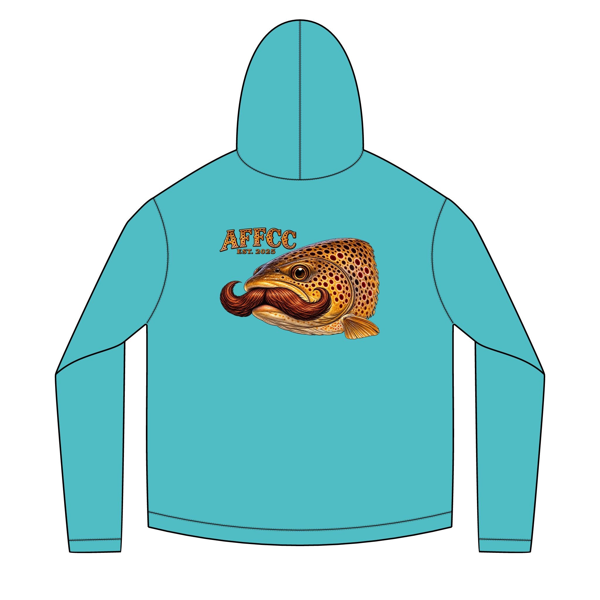 AFFCC Trout Mustache Hoodie DTG Print— AFCC Trout Mustache Sun Hoodie