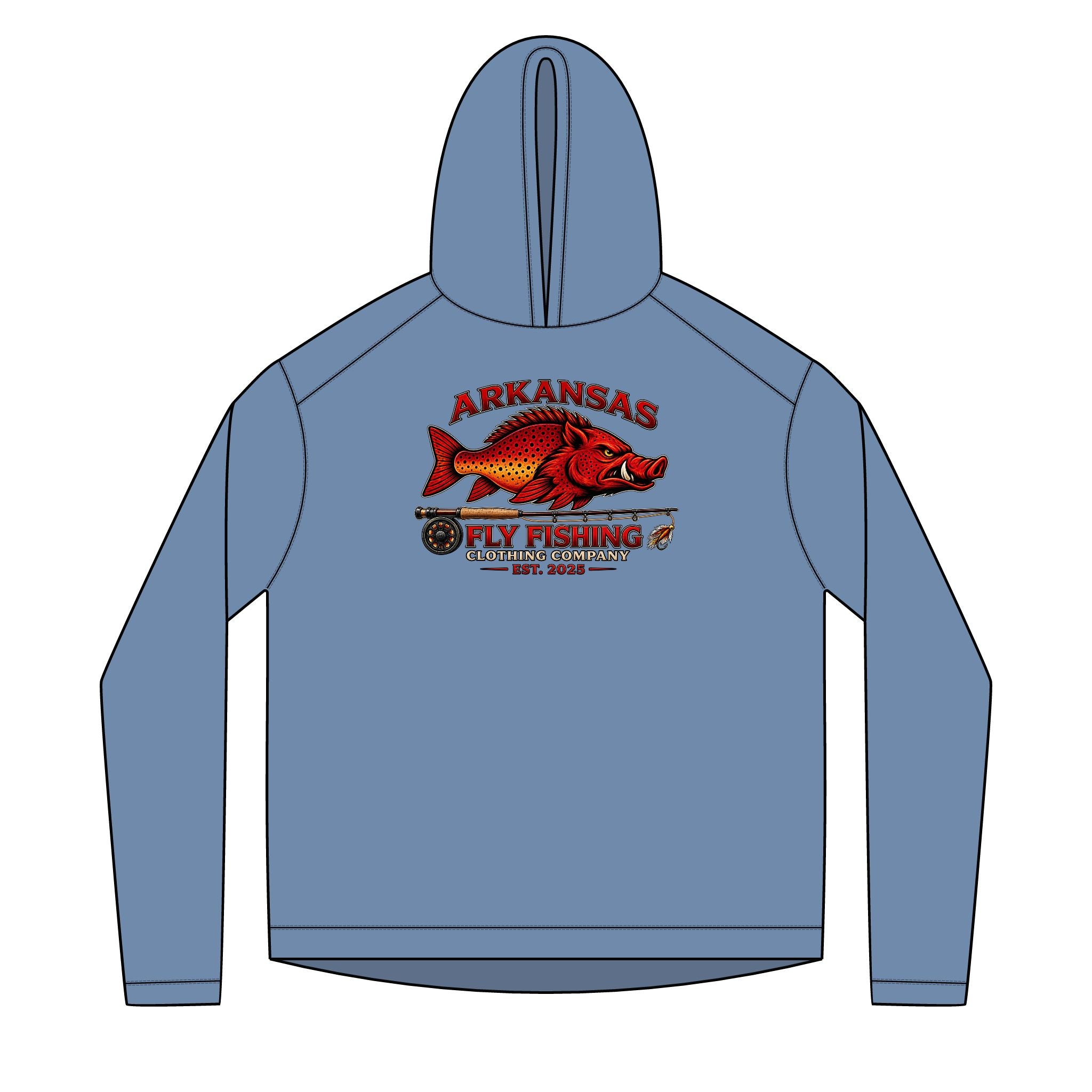 AFFCC Logo With Fly Rod Sun Hoodie — Solar Performance Fishing Pullover
