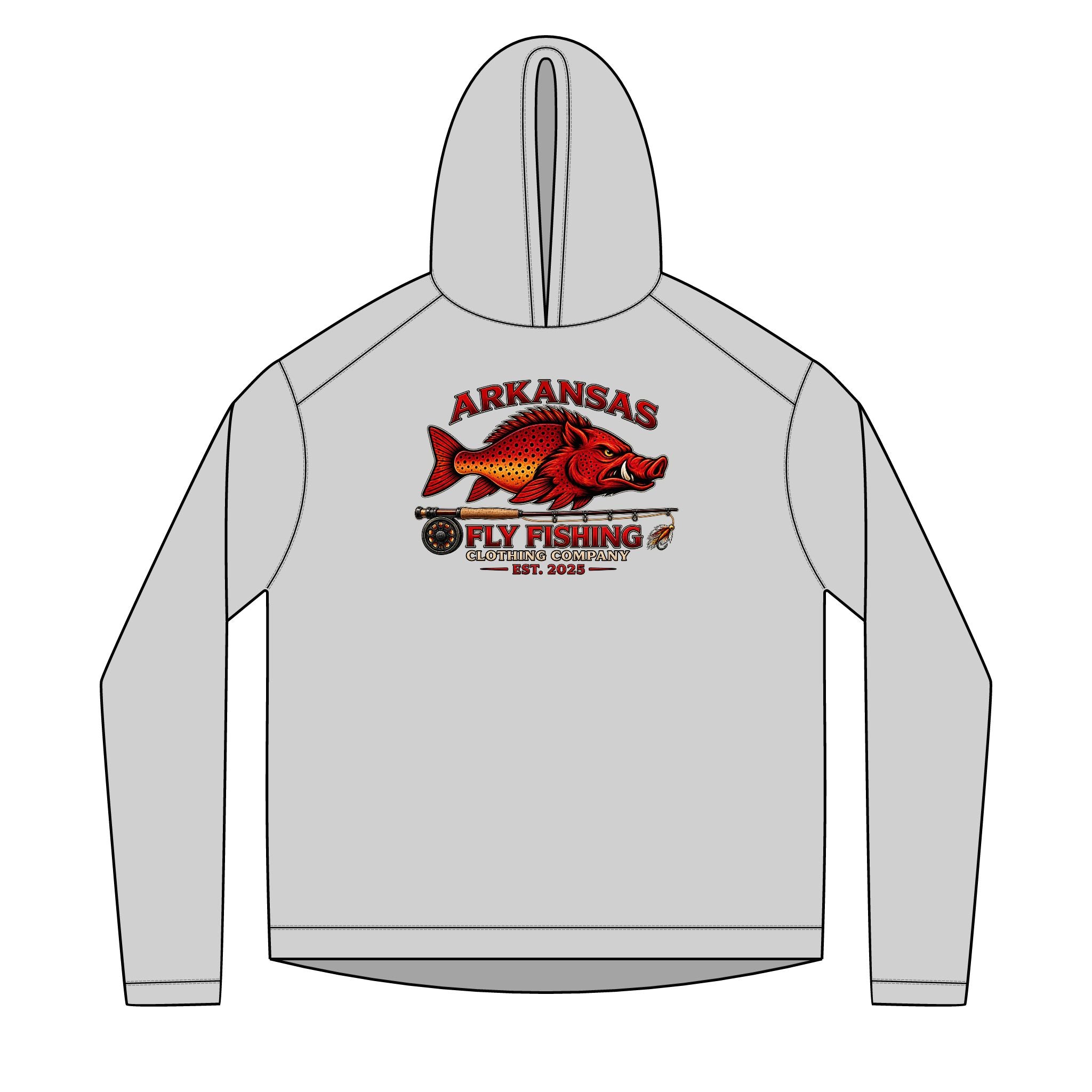 AFFCC Logo With Fly Rod Sun Hoodie — Solar Performance Fishing Pullover