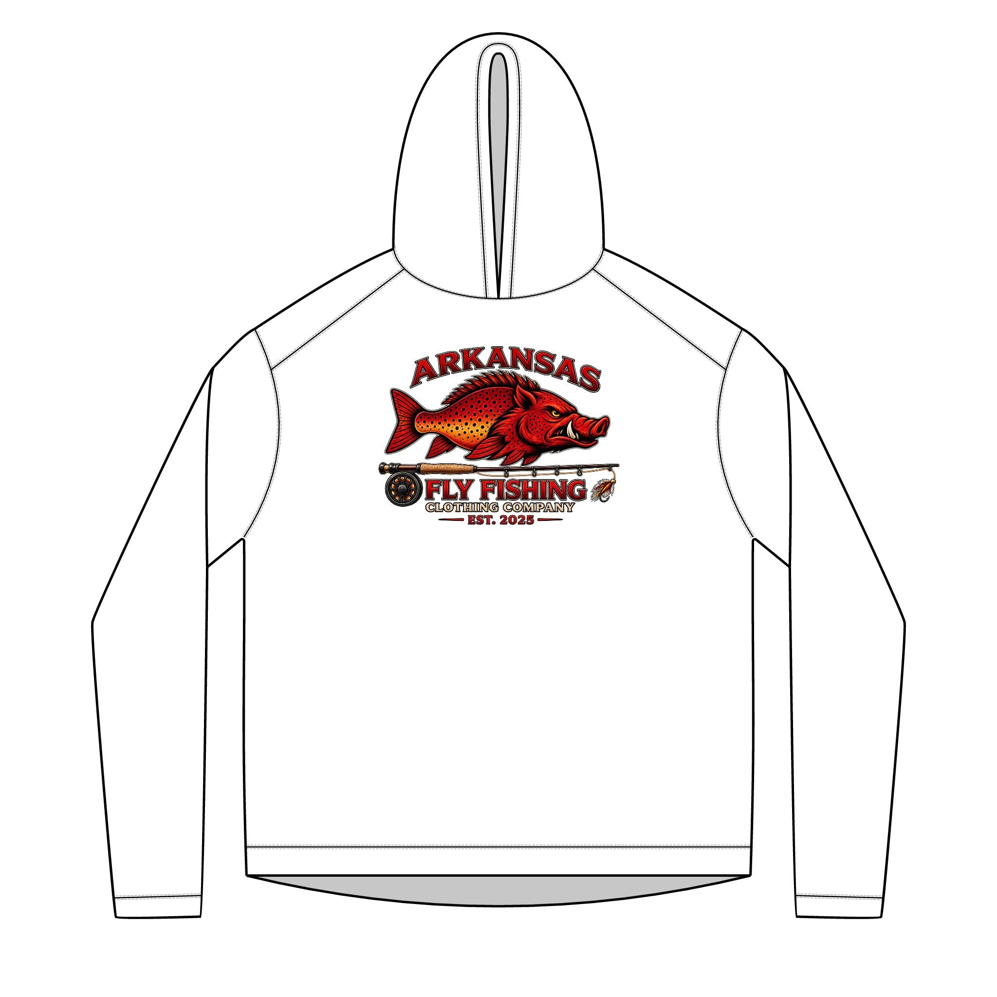 AFFCC Logo With Fly Rod Sun Hoodie — Solar Performance Fishing Pullover