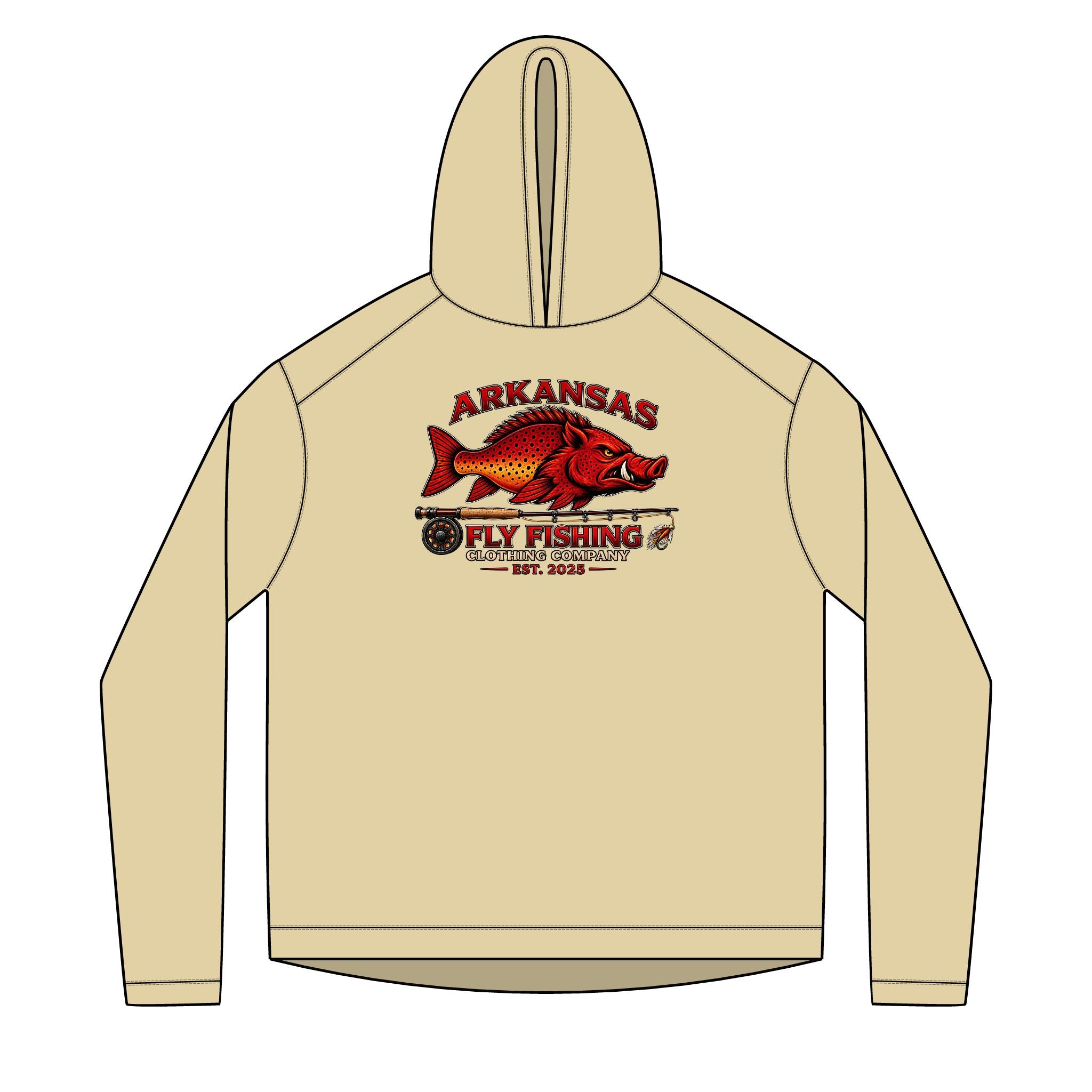 AFFCC Logo With Fly Rod Sun Hoodie — Solar Performance Fishing Pullover