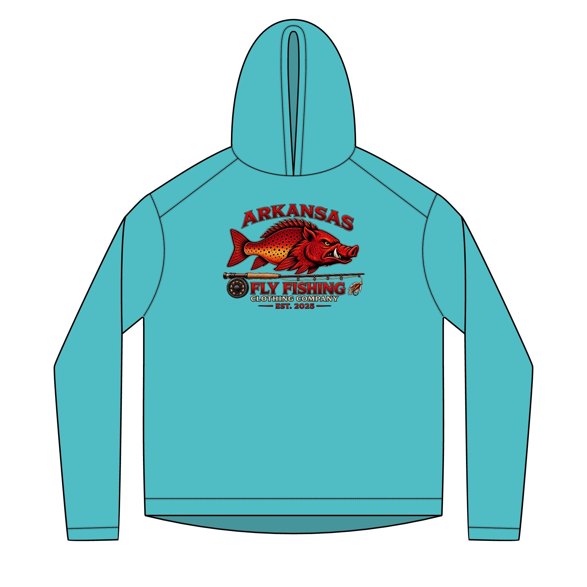 AFFCC Logo With Fly Rod Sun Hoodie — Solar Performance Fishing Pullover