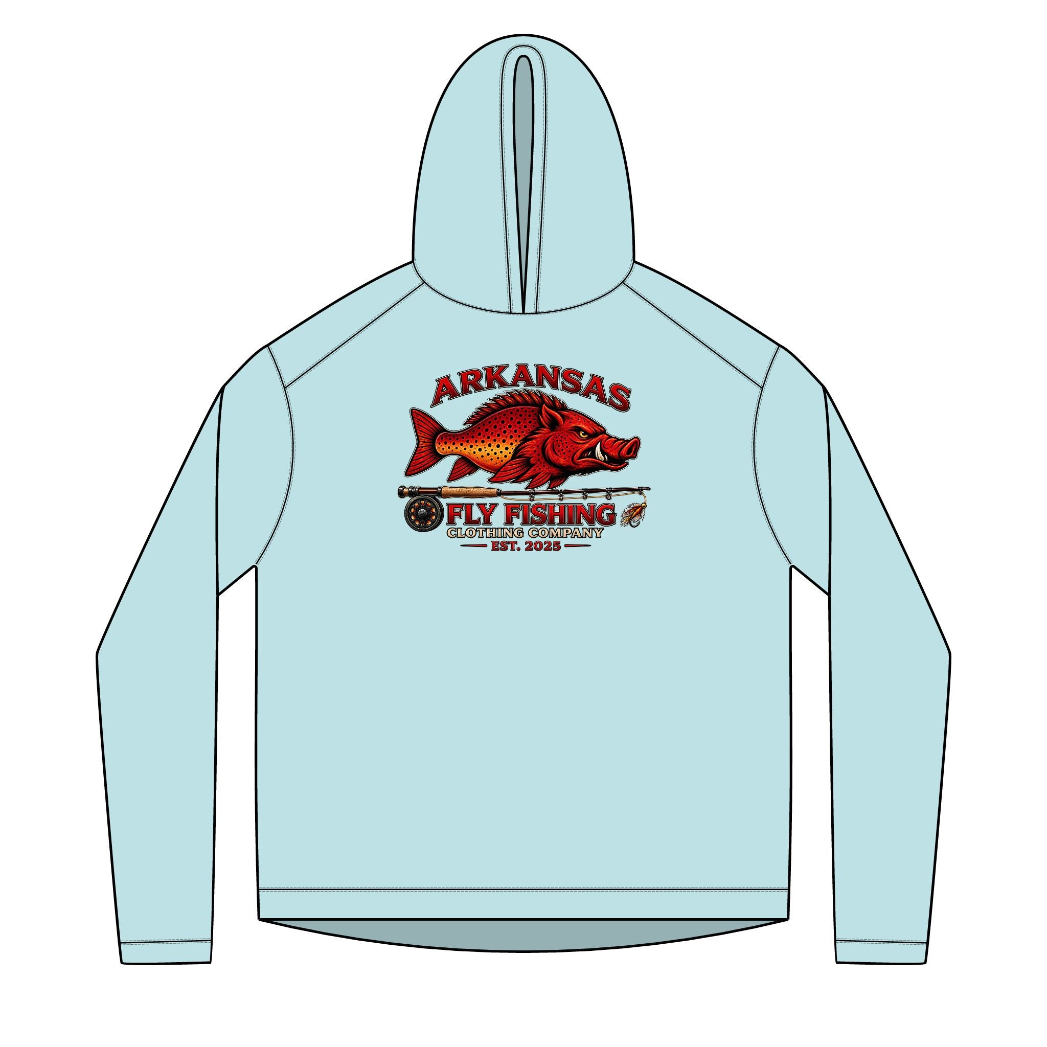 AFFCC Logo With Fly Rod Sun Hoodie — Solar Performance Fishing Pullover