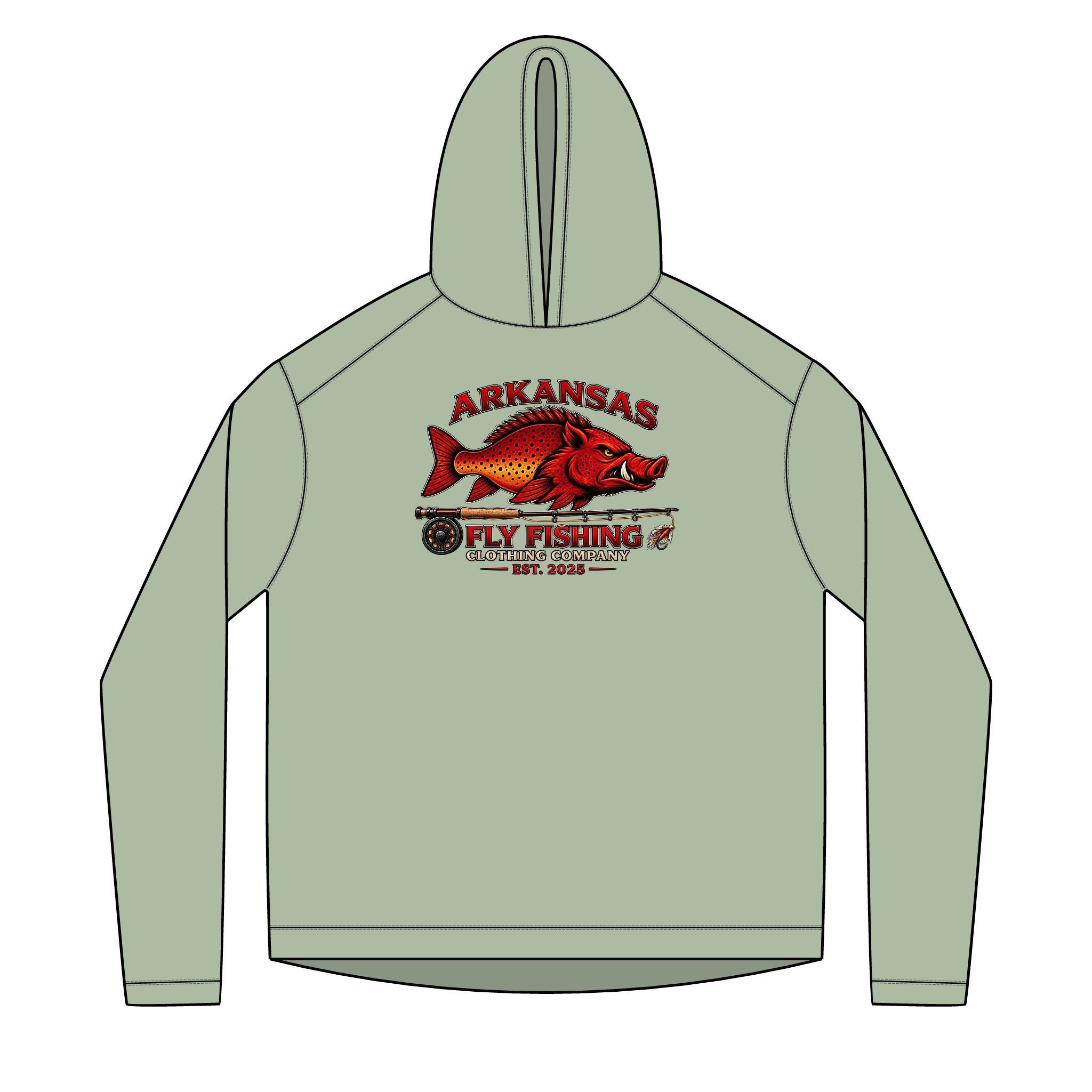 AFFCC Logo With Fly Rod Sun Hoodie — Solar Performance Fishing Pullover