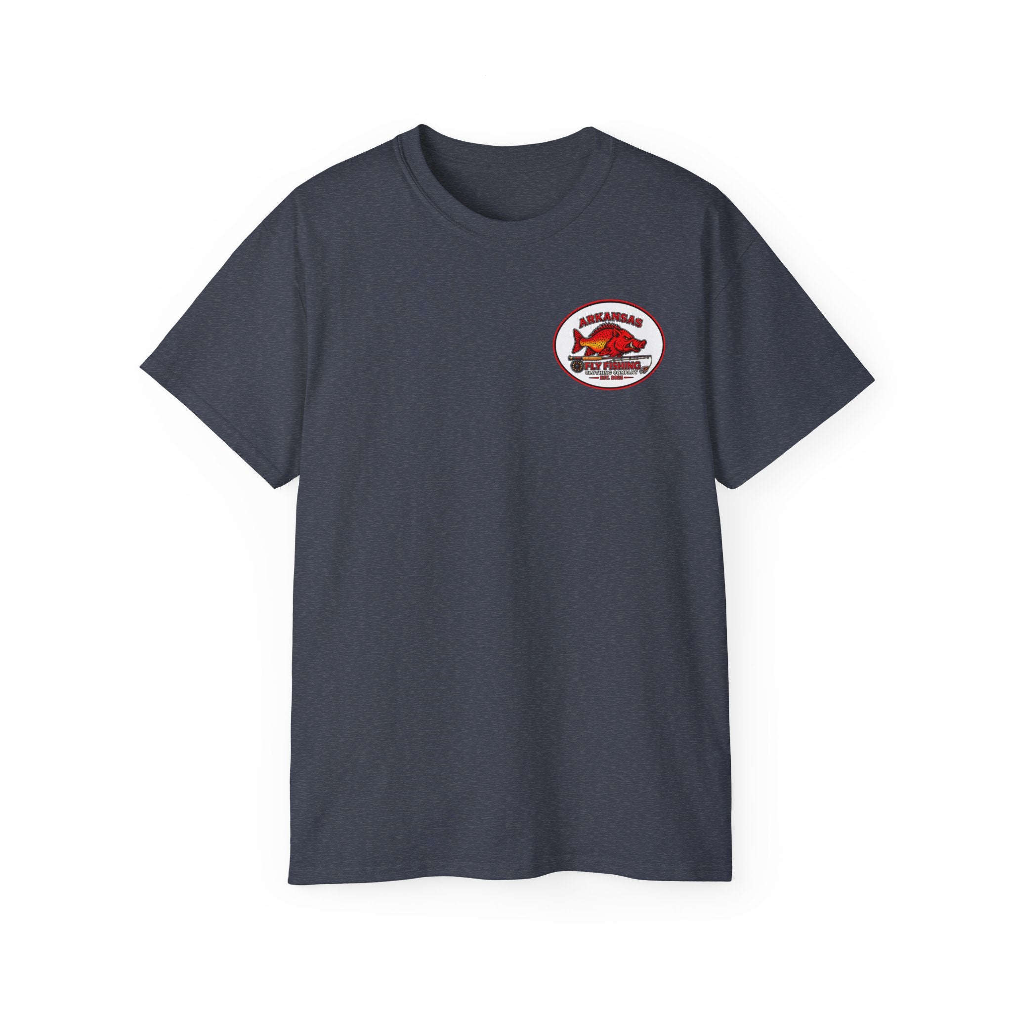 Arkansas Fly Fishing Clothing Company Square Graphic T-Shirt — Arkansas Clothing Company Vintage Fly Design