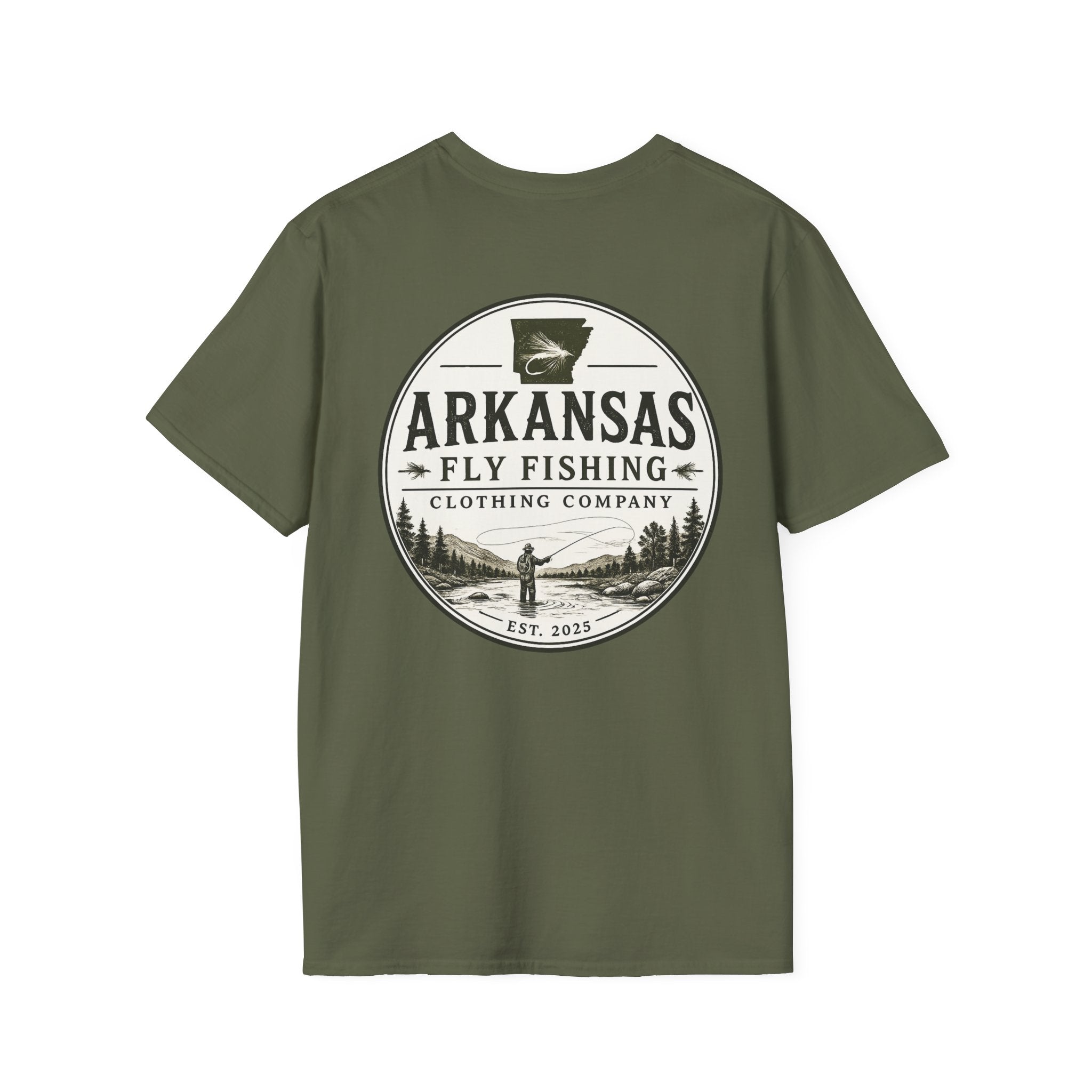 AFFCC Arkansas Fly Fishing Patch T-Shirt — Trout Logo Pocket Tee