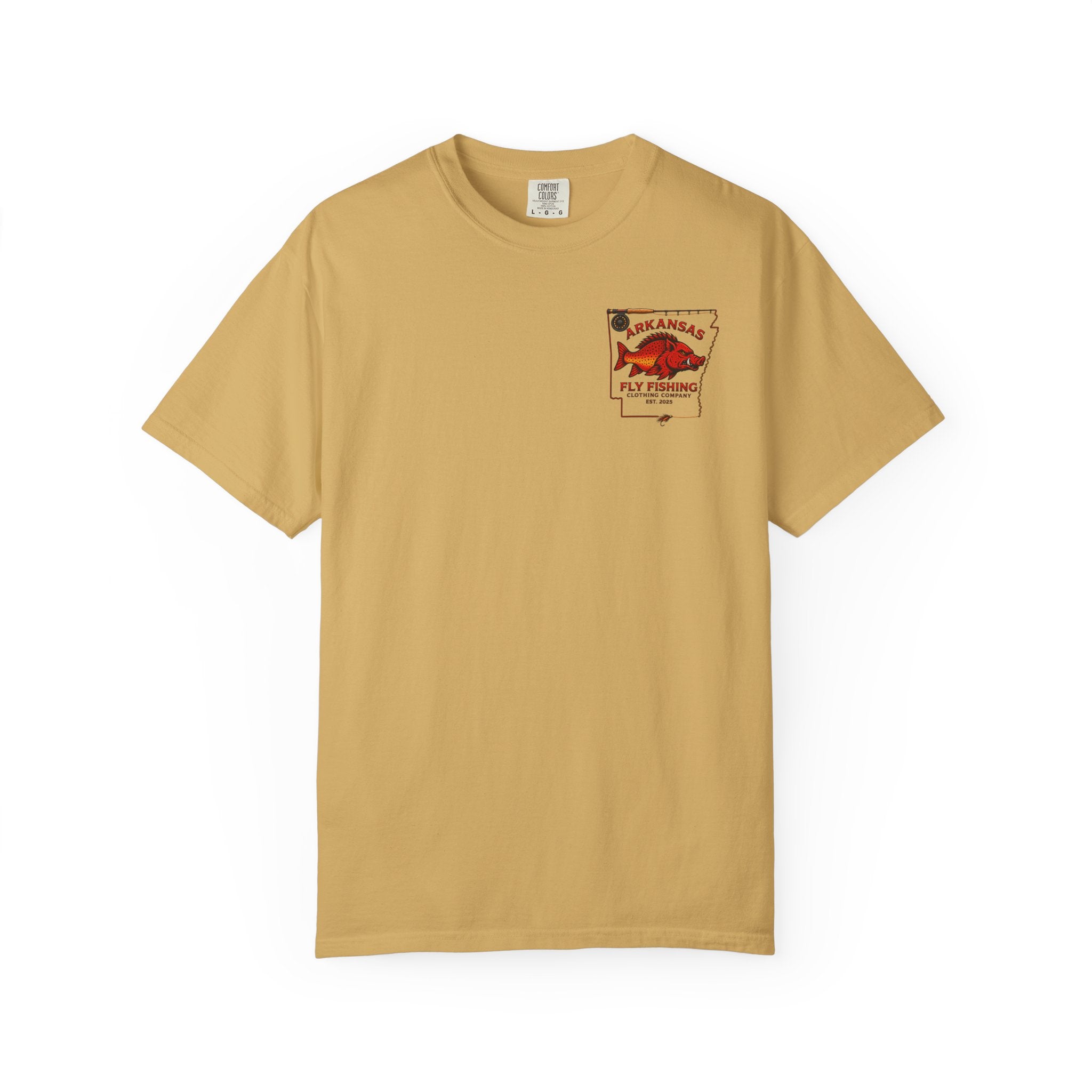 Arkansas Fly Fishing Clothing Company T-Shirt | Fly Rod Script Back Print