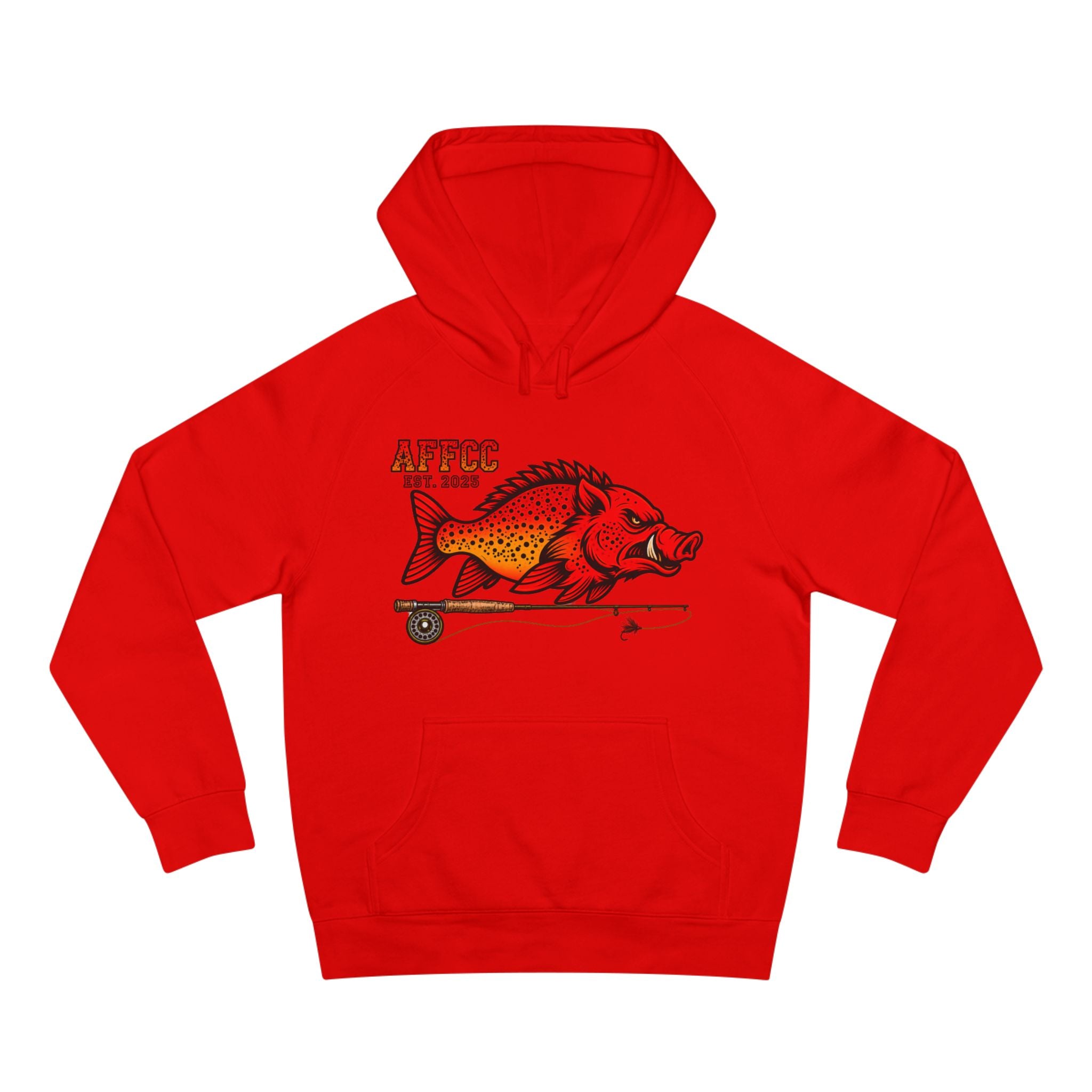 Arkansas Fly Fishing Clothing Company Hoodie — AFFCC EST. 2025 Hog/Trout With Rod Graphic