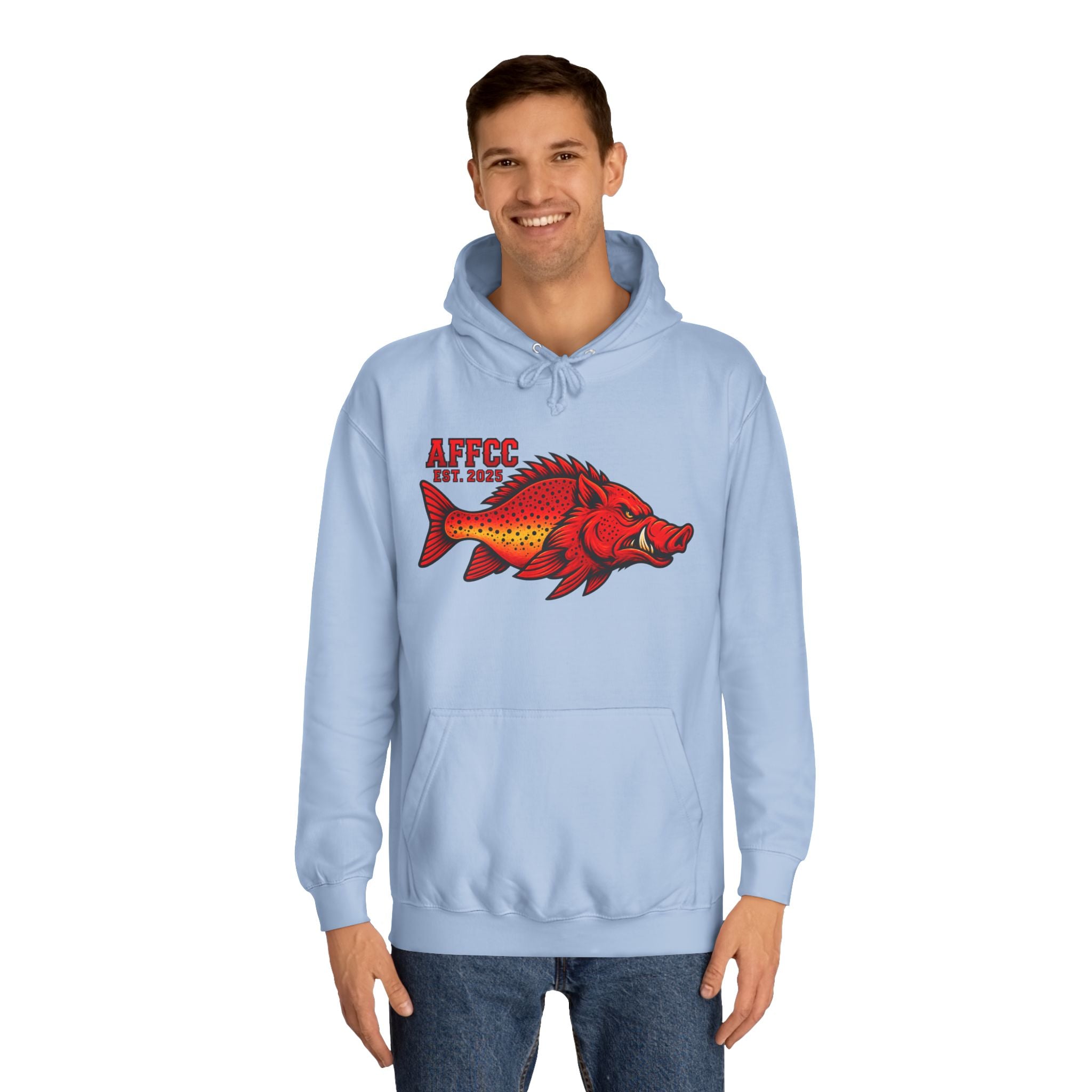 AFFCC Logo Hoodie — Red Hog/Trout "AFFCC Est. 2025"