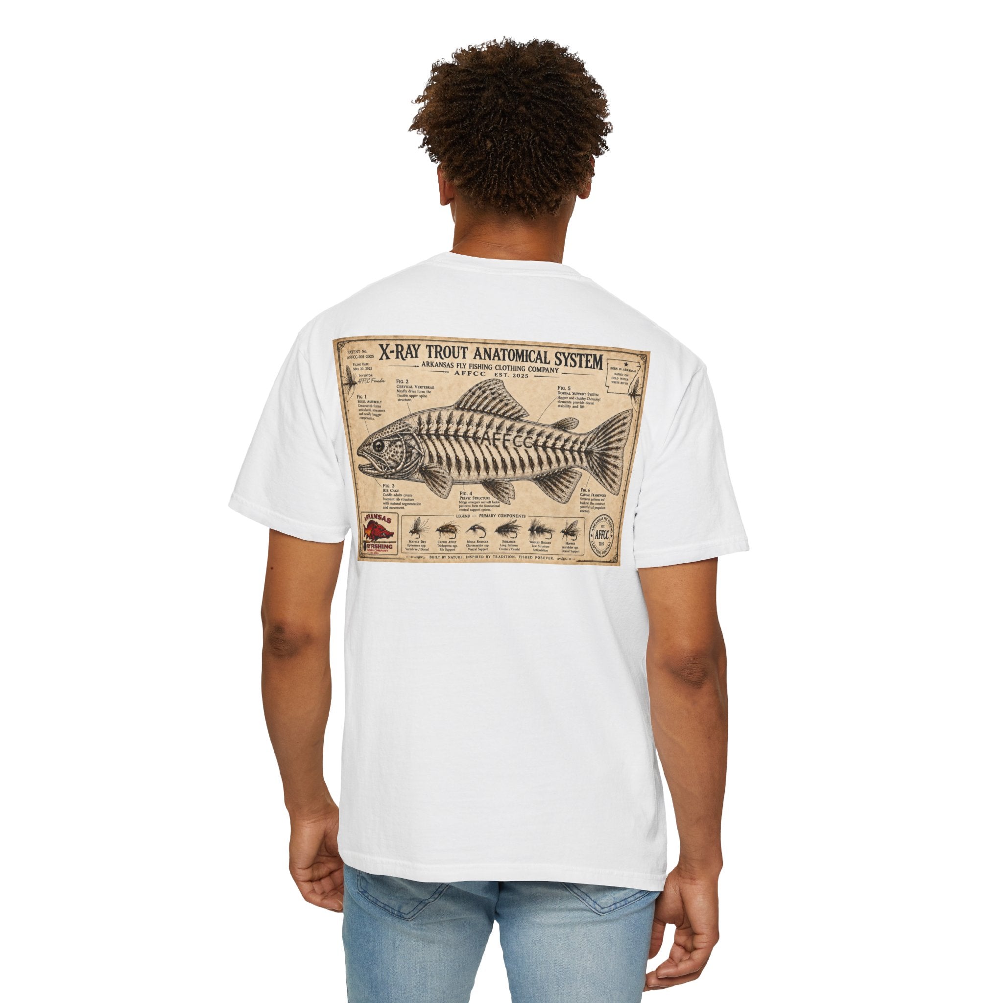 Arkansas Fly Fishing Clothing Company T-Shirt — X-Ray Trout Anatomy Graphic