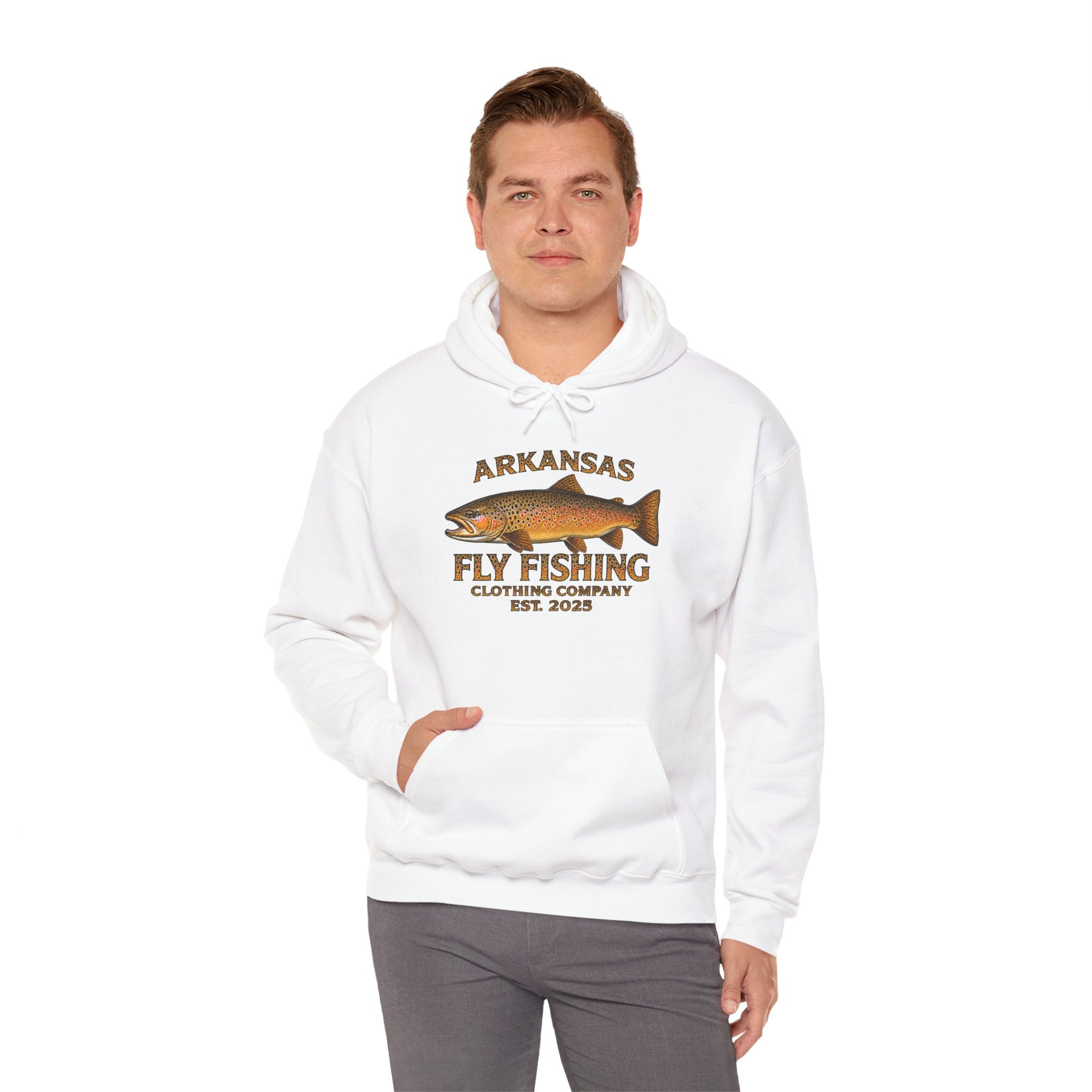 Arkansas Fly Fishing Clothing Company  Hoodie – Brown Trout Design