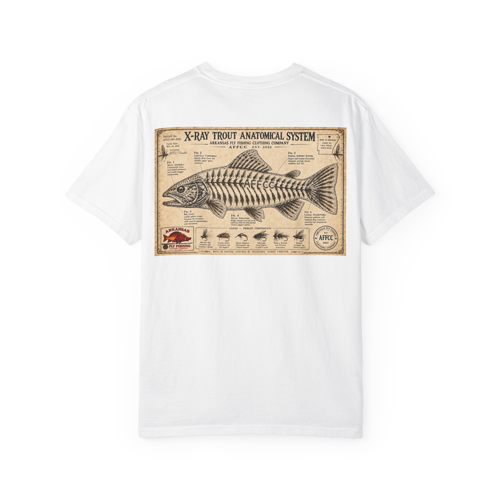 Arkansas Fly Fishing Clothing Company T-Shirt — X-Ray Trout Anatomy Graphic