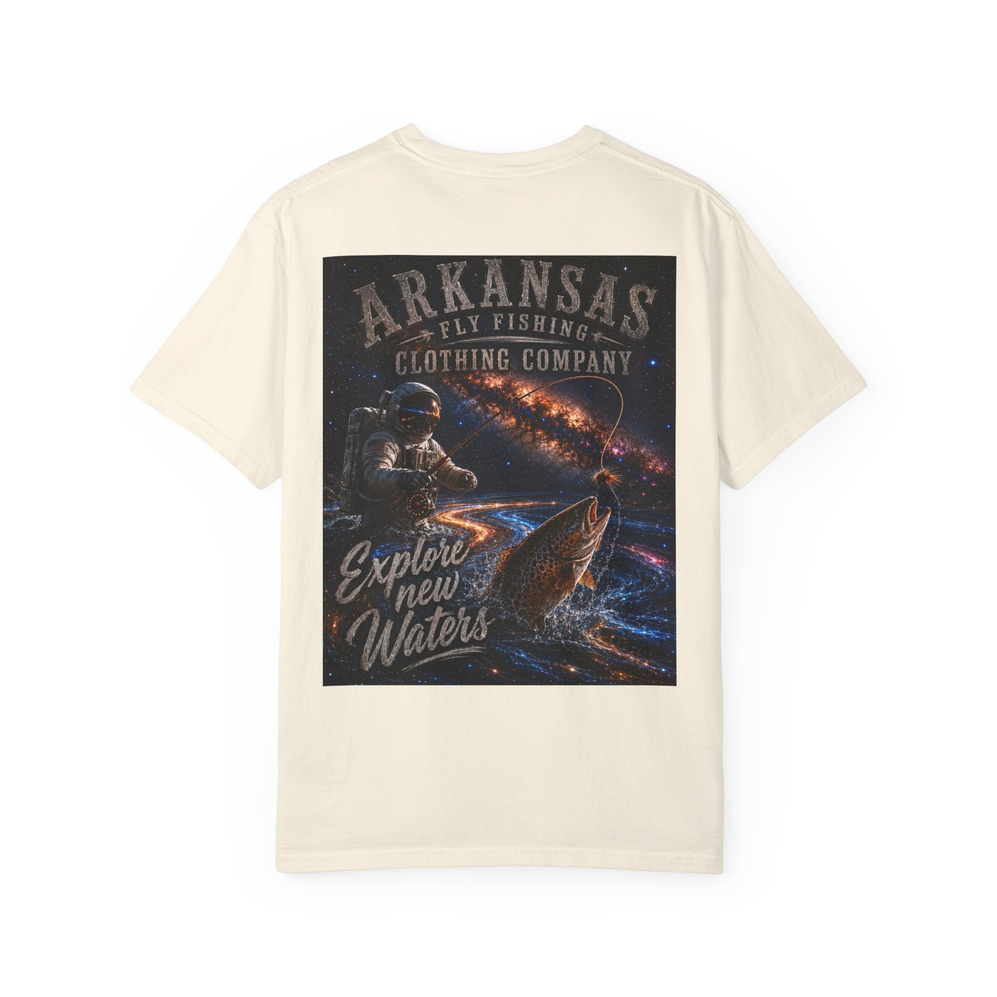 Astronaut Arkansas Fly Fishing Clothing Company T-Shirt — "Explore New Water" Graphic Tee