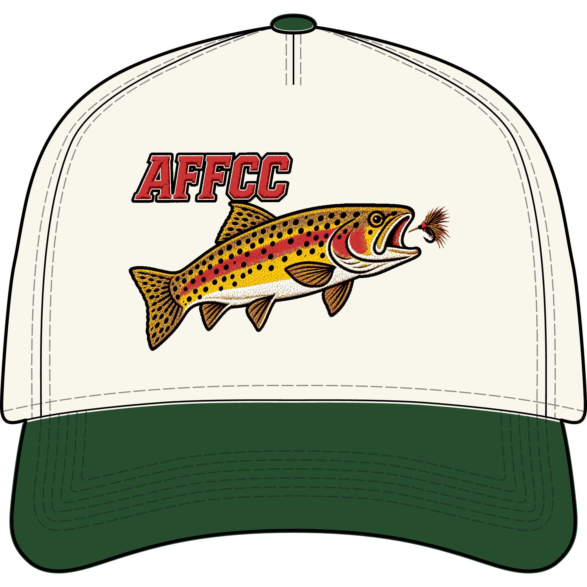 AFFCC Embroidered Curved Bill Trout Fly Fishing Two-Tone Hat