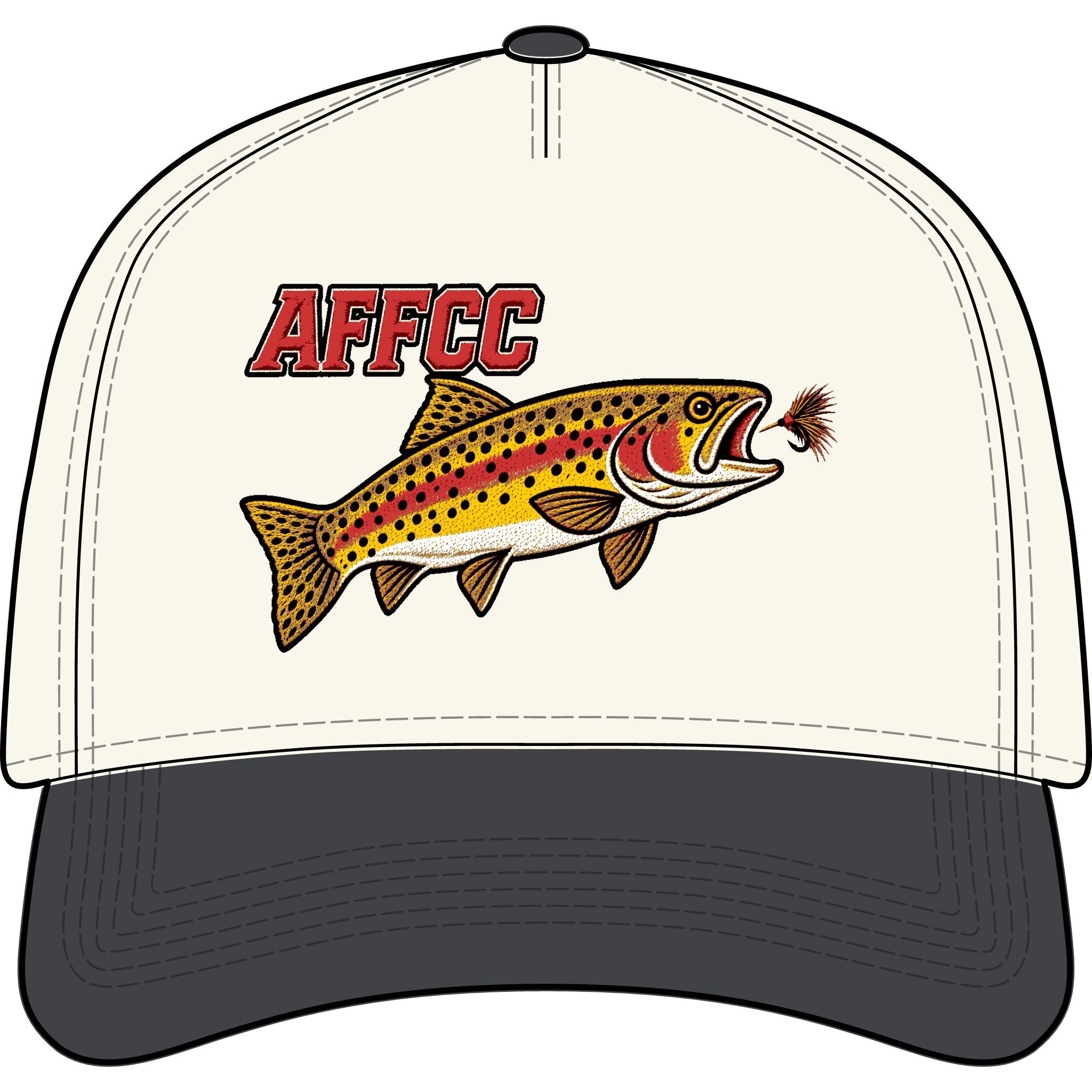 AFFCC Embroidered Curved Bill Trout Fly Fishing Two-Tone Hat