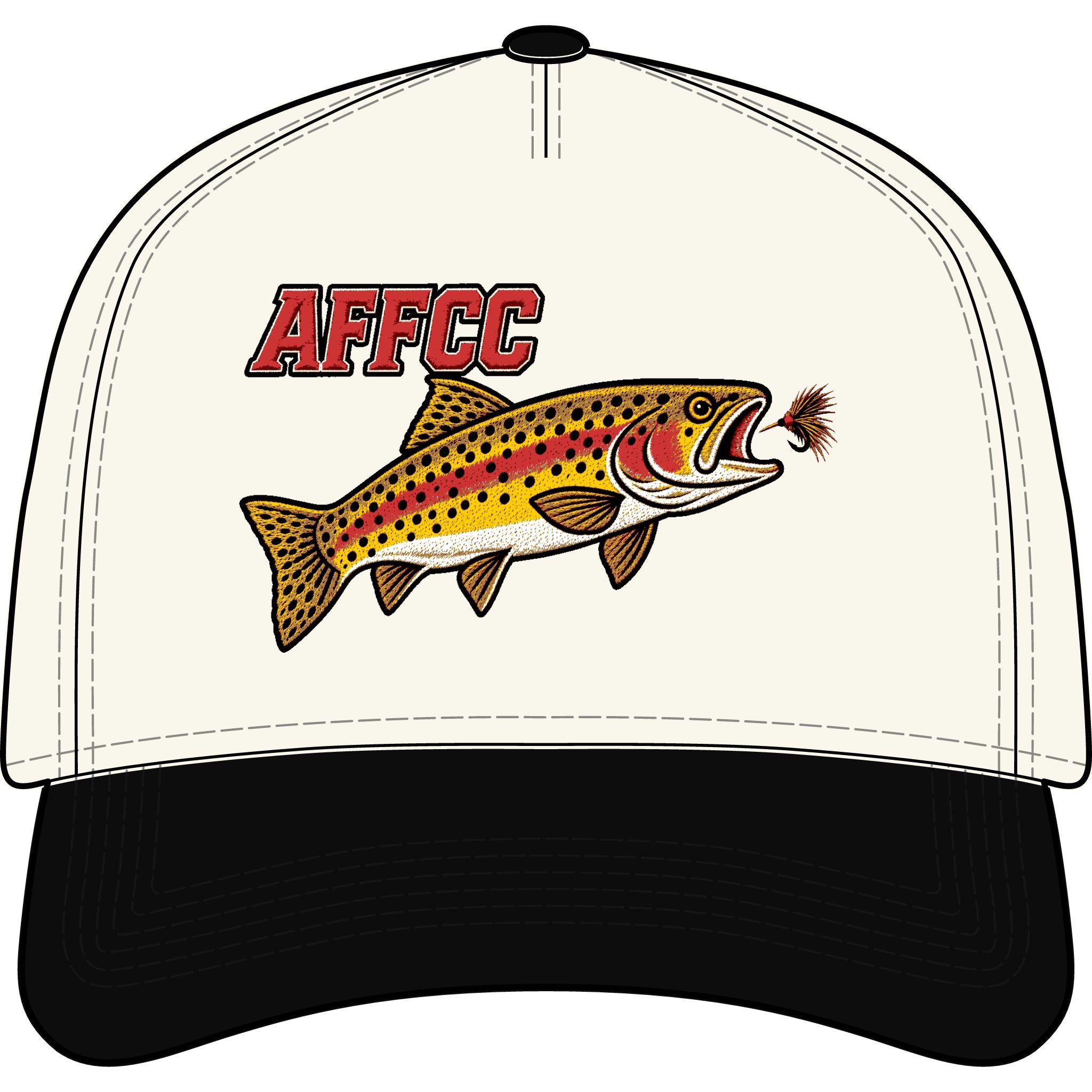 AFFCC Embroidered Curved Bill Trout Fly Fishing Two-Tone Hat