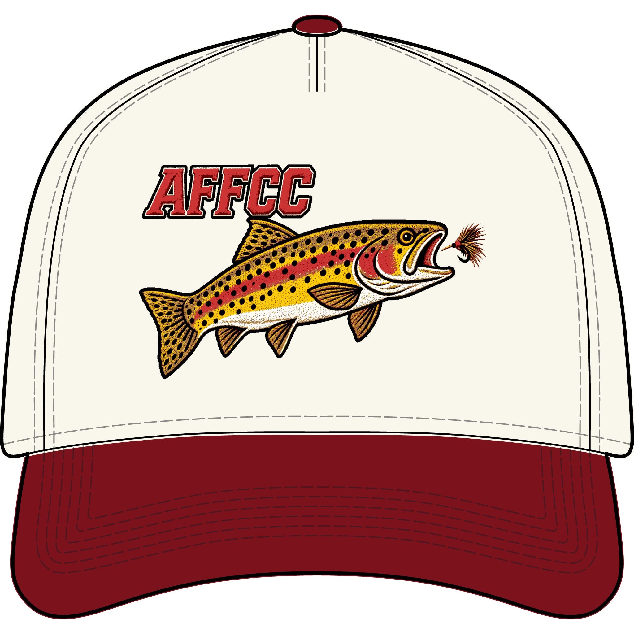 AFFCC Embroidered Curved Bill Trout Fly Fishing Two-Tone Hat