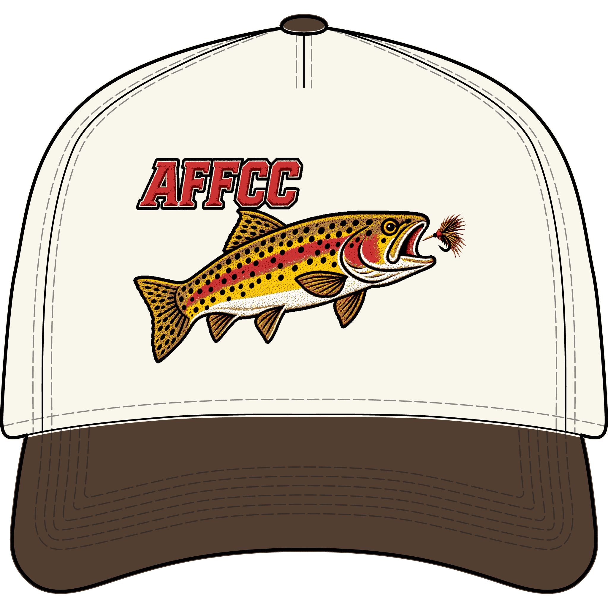 AFFCC Embroidered Curved Bill Trout Fly Fishing Two-Tone Hat