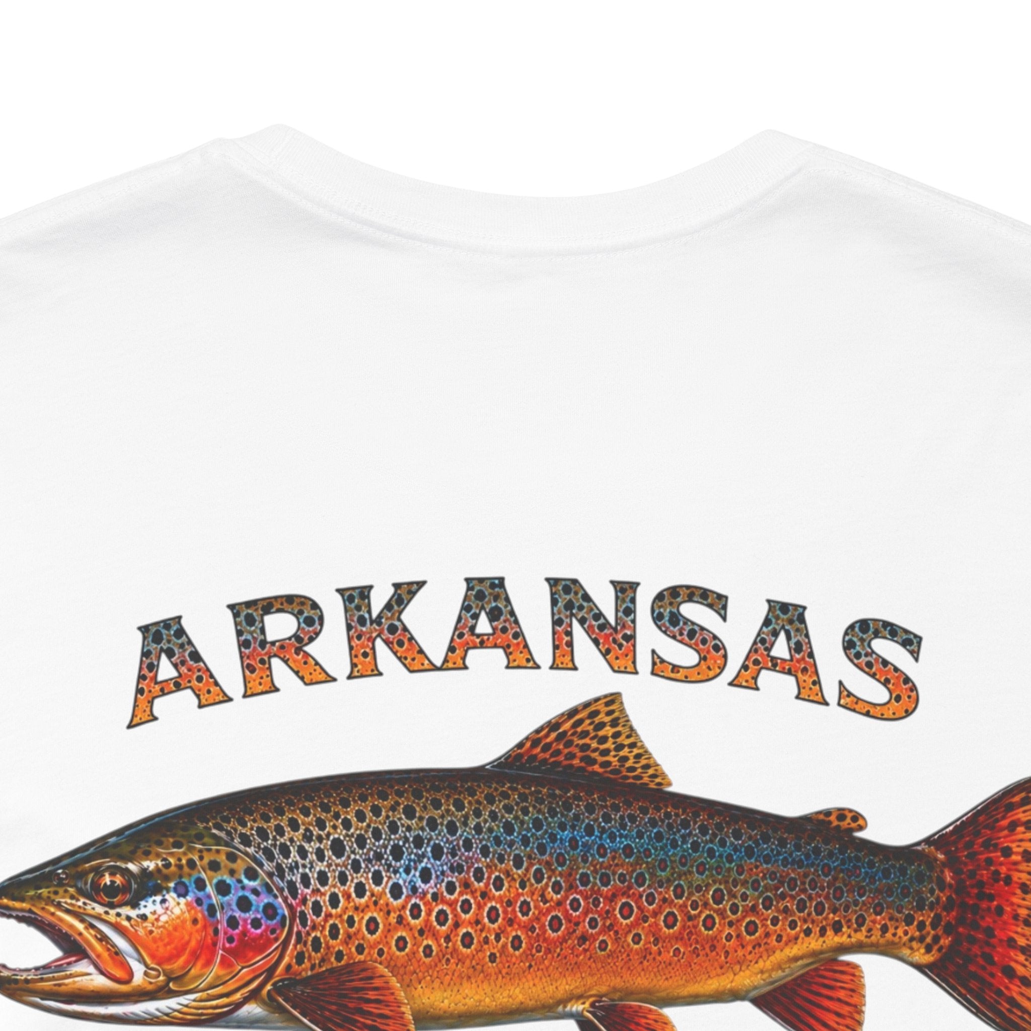 Athletic fit Runs Small AFFCC Arkansas Fly Fishing Tee – Brown Trout Graphic Short Sleeve Shirt