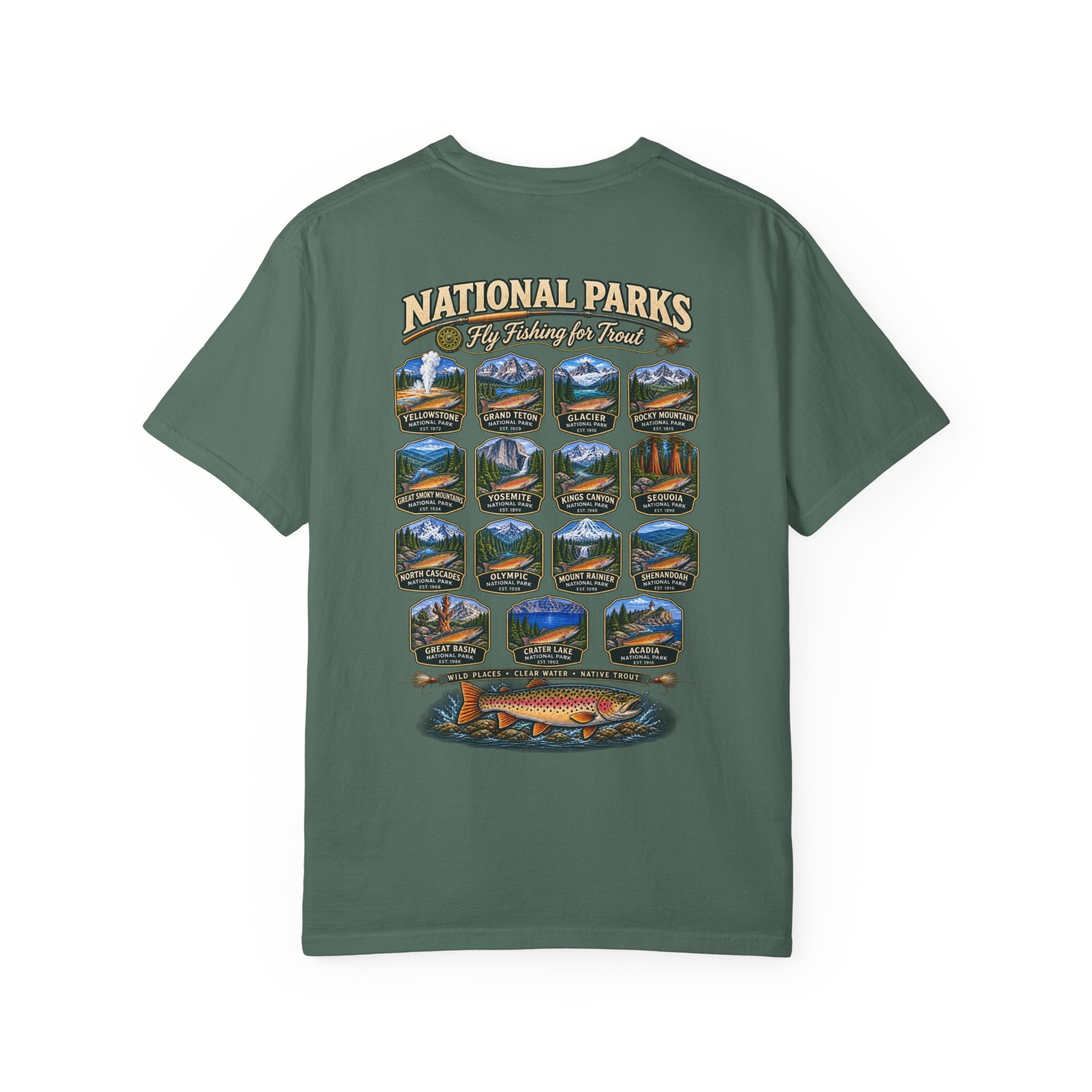 AFFCC National Parks Trout Roadtrip T‑Shirt — US Parks Vintage Design