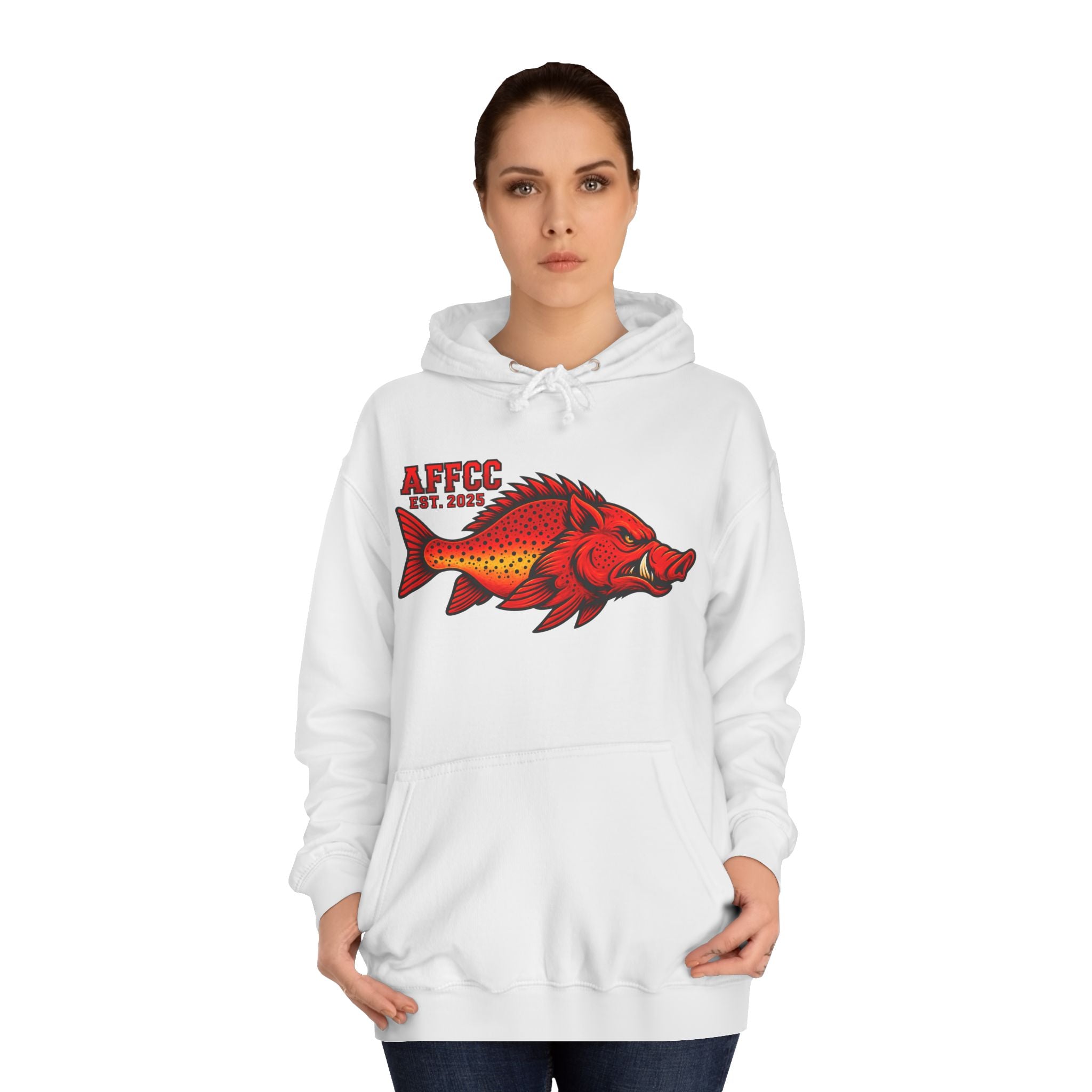 AFFCC Logo Hoodie — Red Hog/Trout "AFFCC Est. 2025"