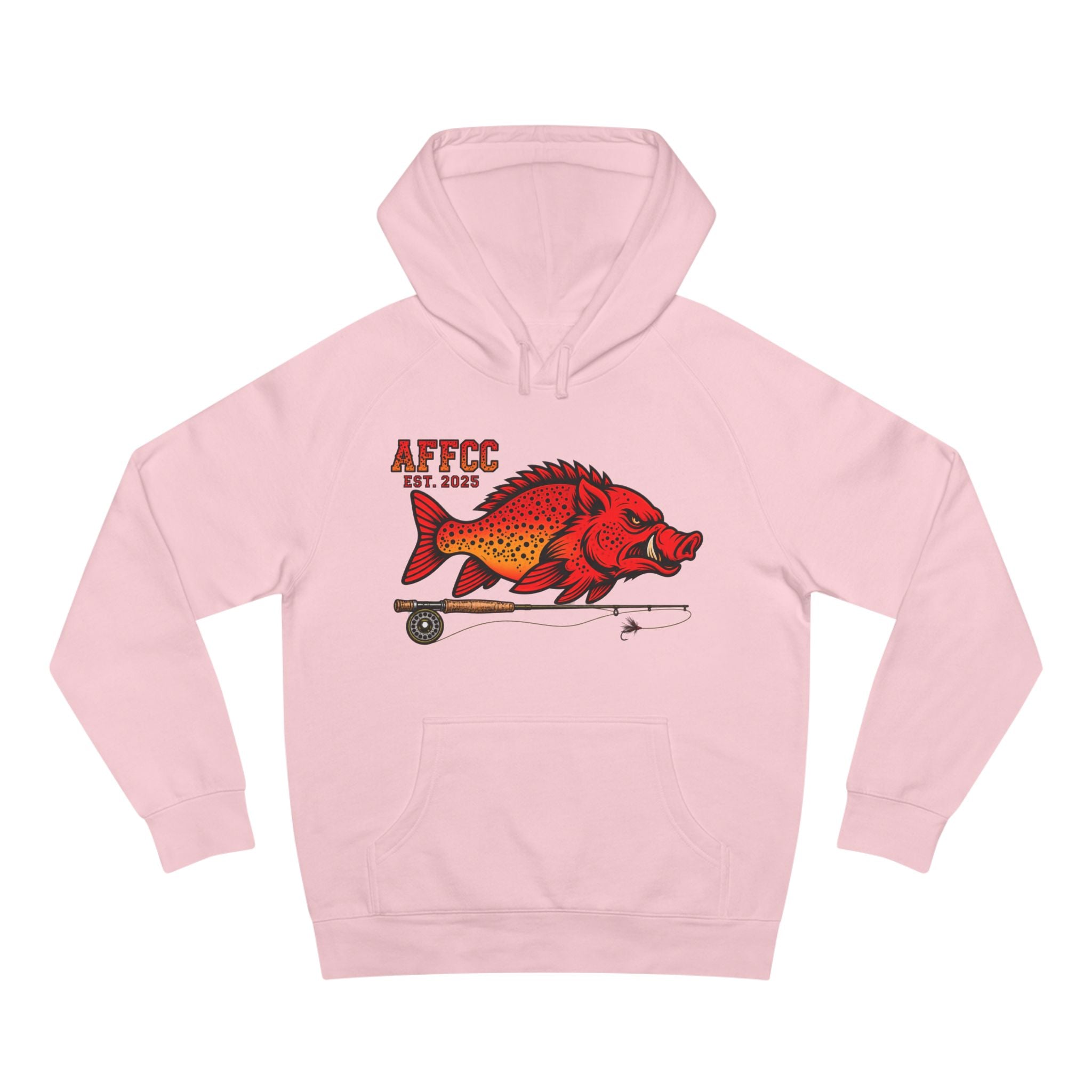 Arkansas Fly Fishing Clothing Company Hoodie — AFFCC EST. 2025 Hog/Trout With Rod Graphic