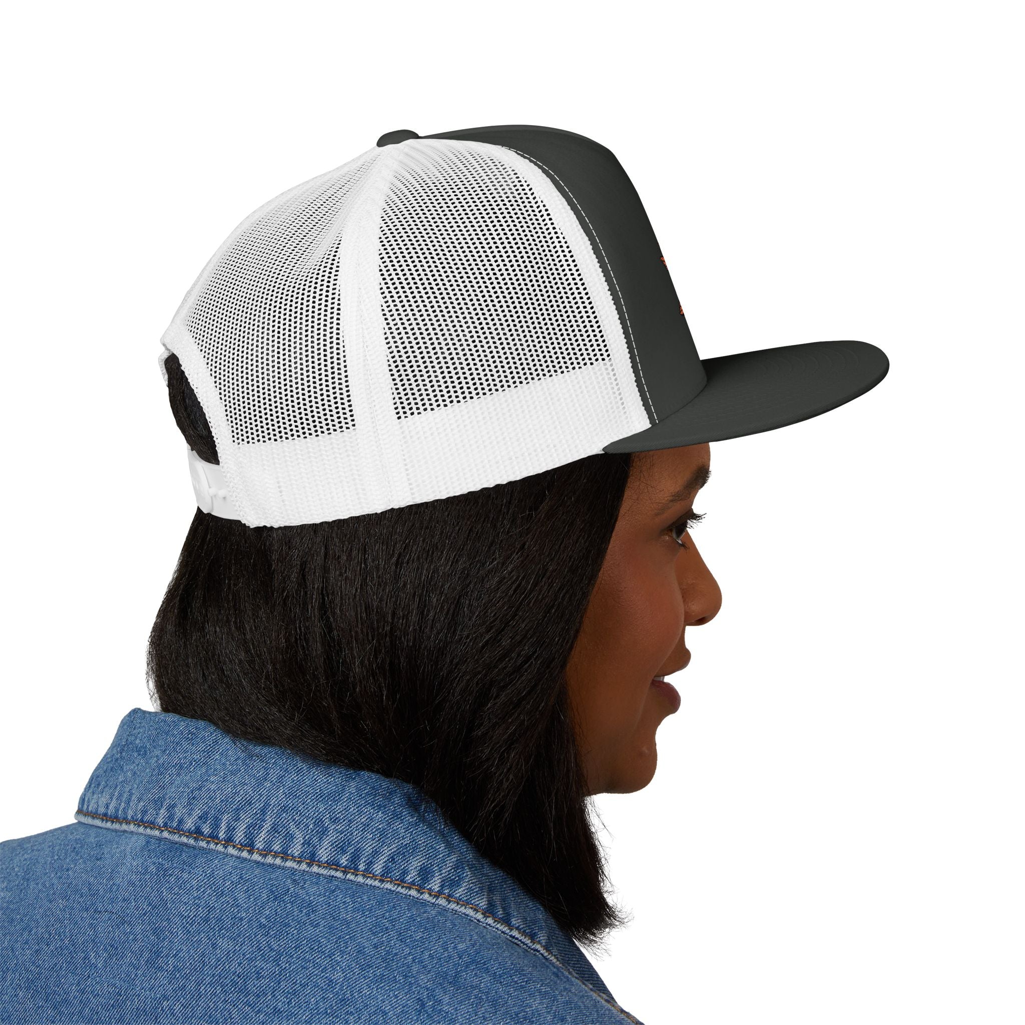 AFFCC Embroidered Hog/Trout Flat Bill Trucker Cap – Hot/Trout Logo Graphic Hat