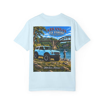 Arkansas Fly Fishing Clothing Company Bronco T-Shirt — White River Bronco Fishing Scenic Tee