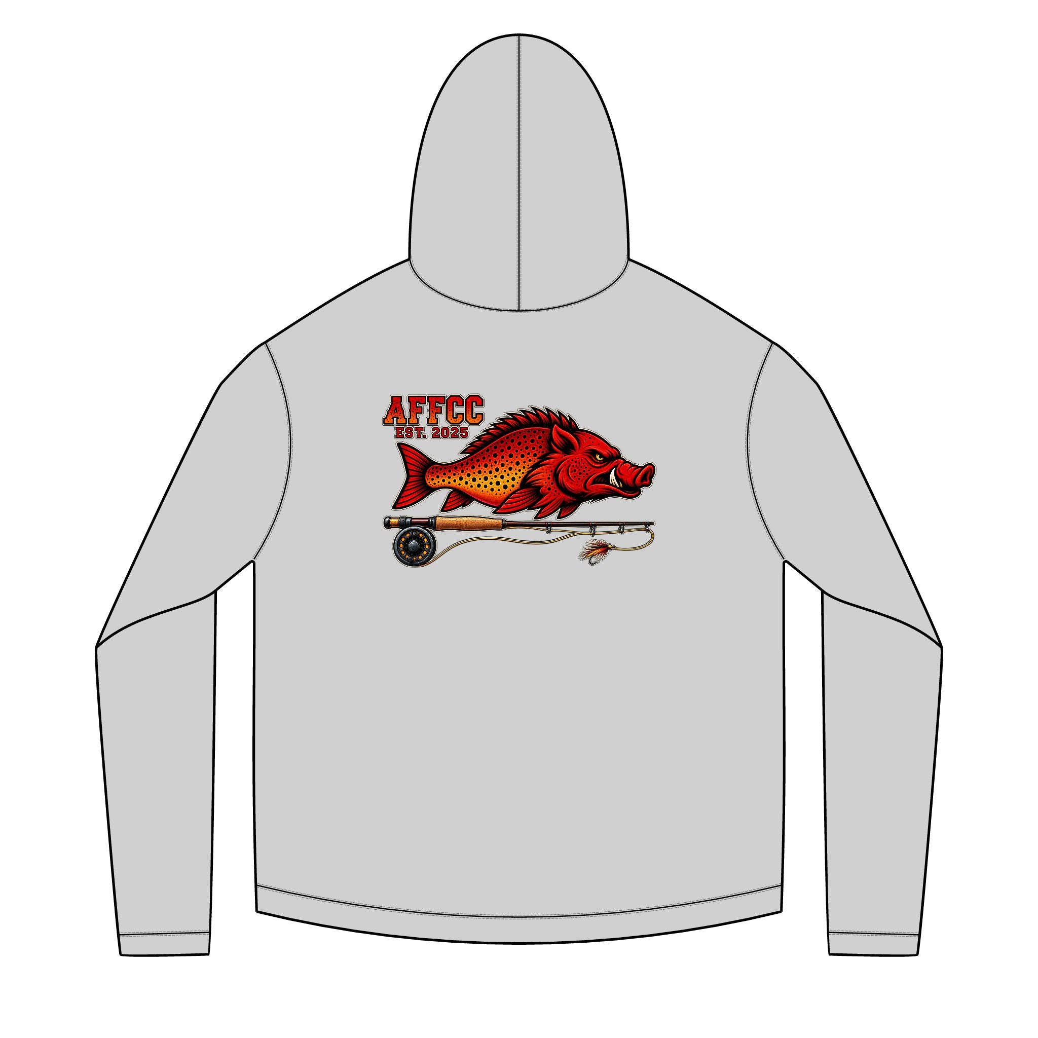 AFFCC Hog/Trout with Fly Rod Sun Hoodie— AFCC Hog/Trout Graphic Solar Hoodie