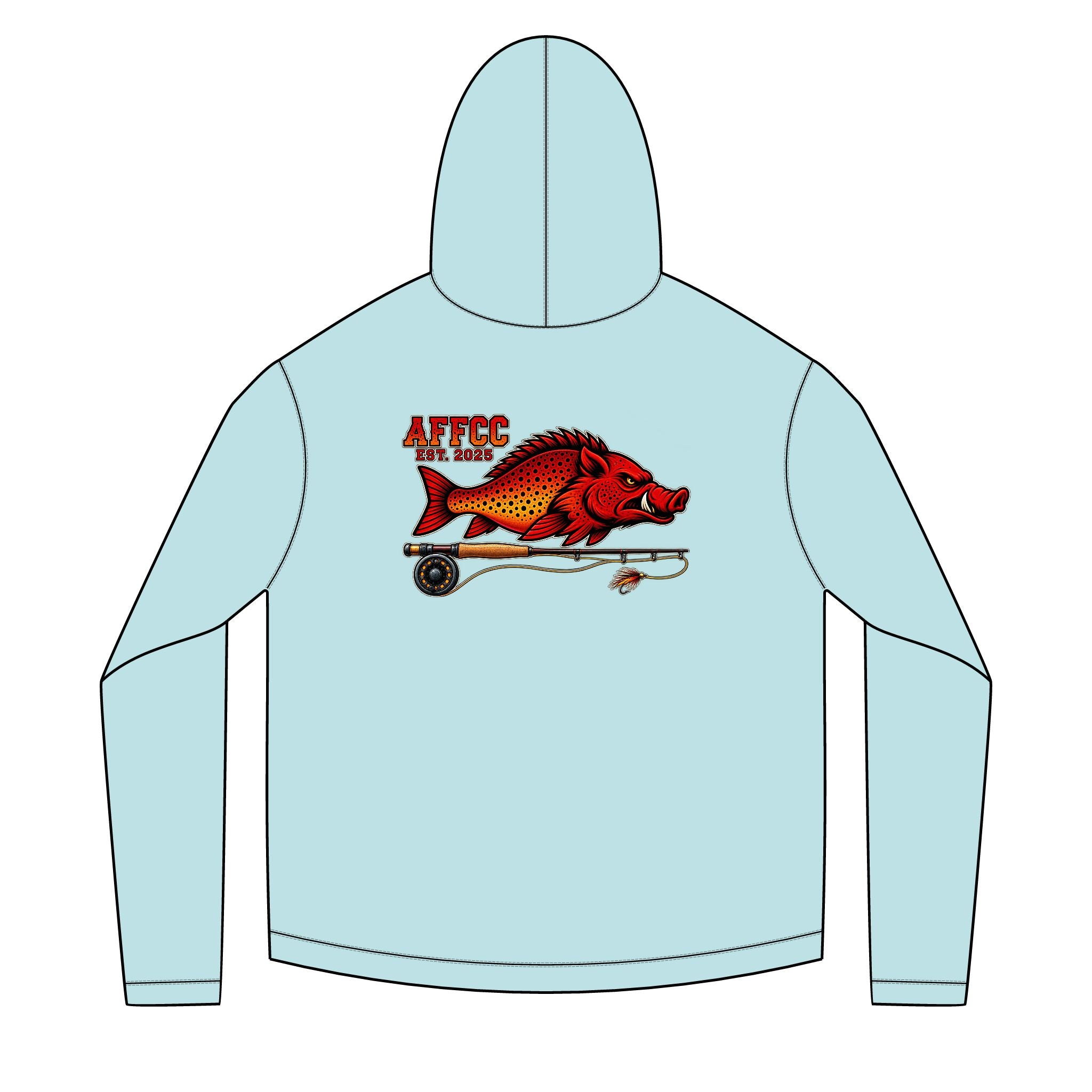 AFFCC Hog/Trout with Fly Rod Sun Hoodie— AFCC Hog/Trout Graphic Solar Hoodie