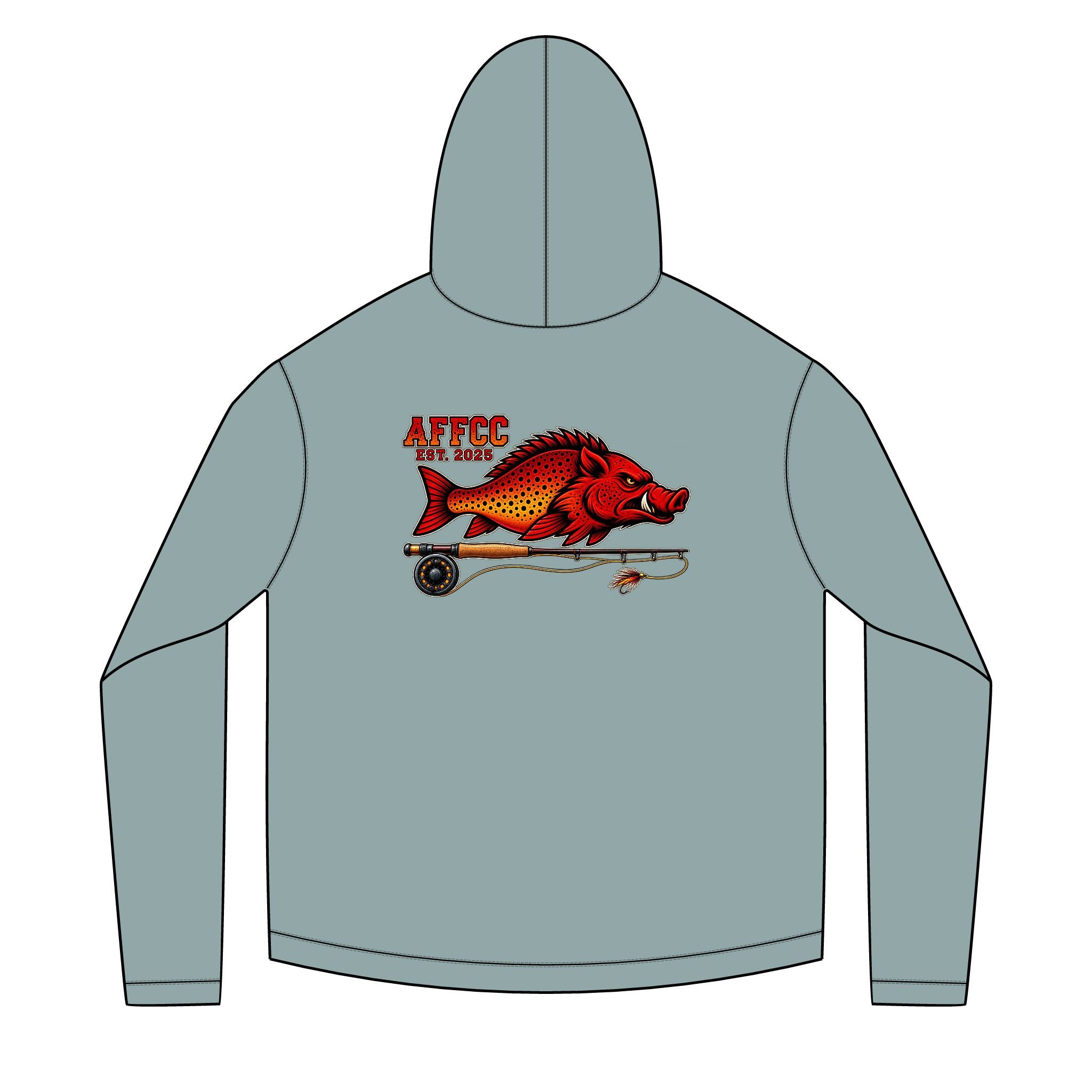 AFFCC Hog/Trout with Fly Rod Sun Hoodie— AFCC Hog/Trout Graphic Solar Hoodie