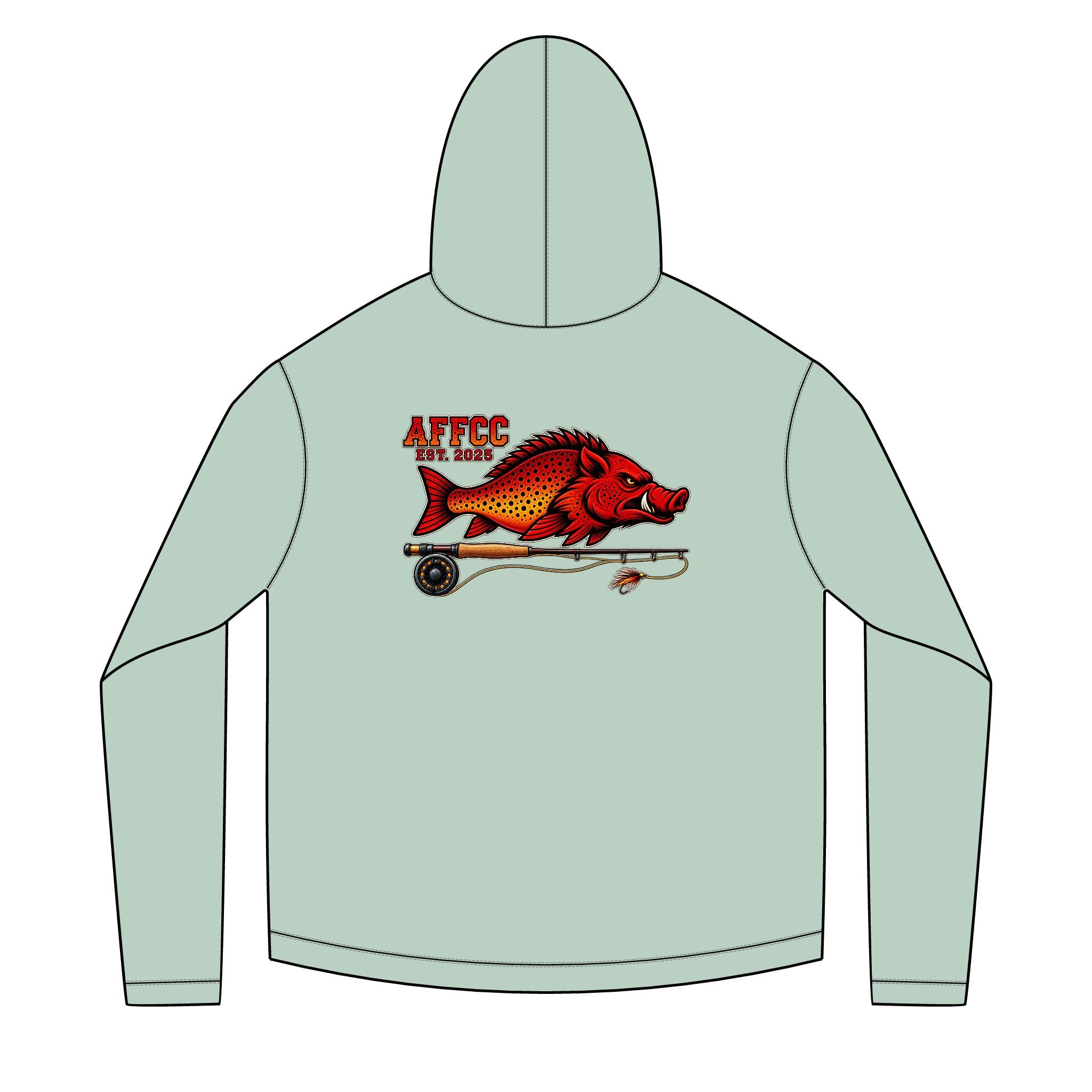 AFFCC Hog/Trout with Fly Rod Sun Hoodie— AFCC Hog/Trout Graphic Solar Hoodie