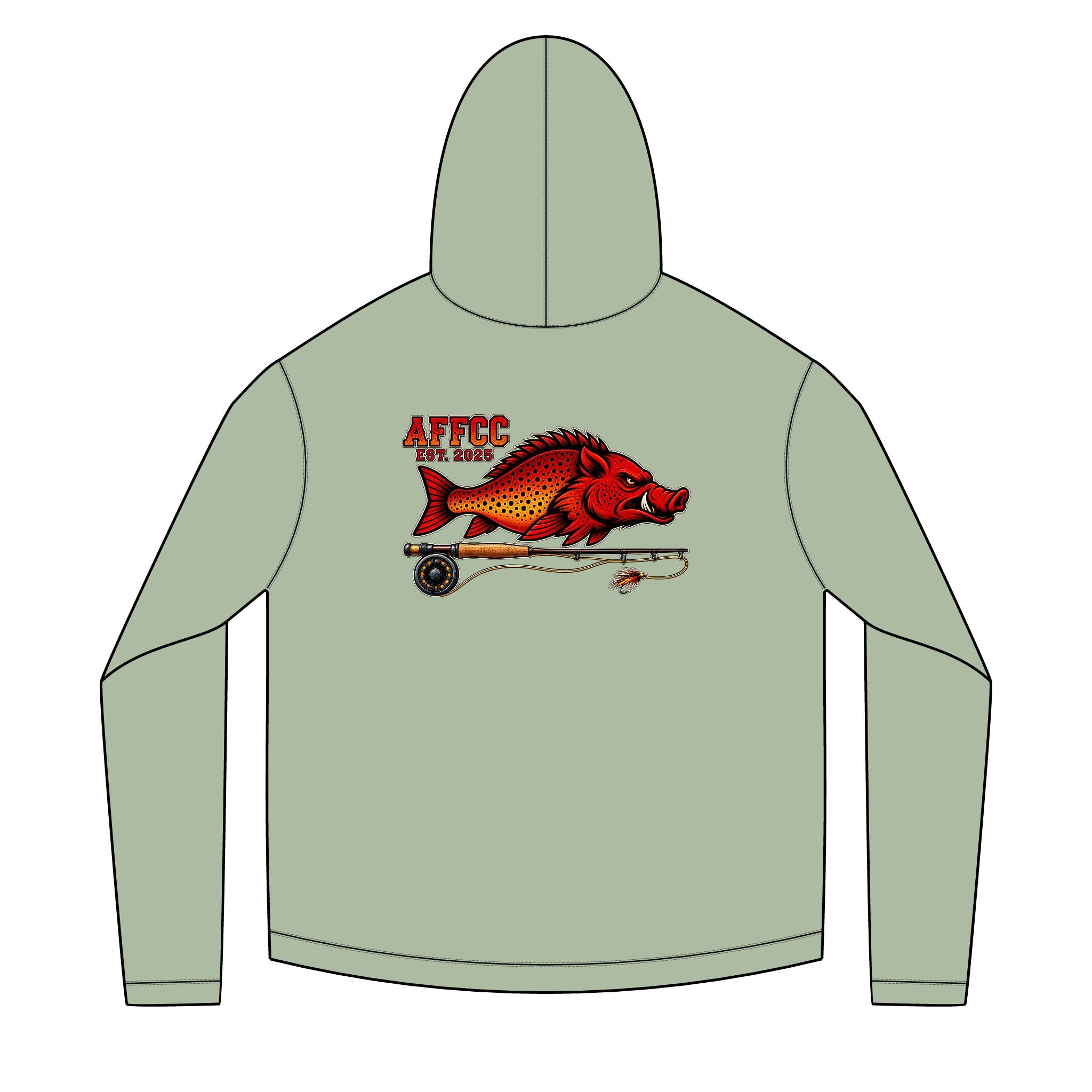 AFFCC Hog/Trout with Fly Rod Sun Hoodie— AFCC Hog/Trout Graphic Solar Hoodie