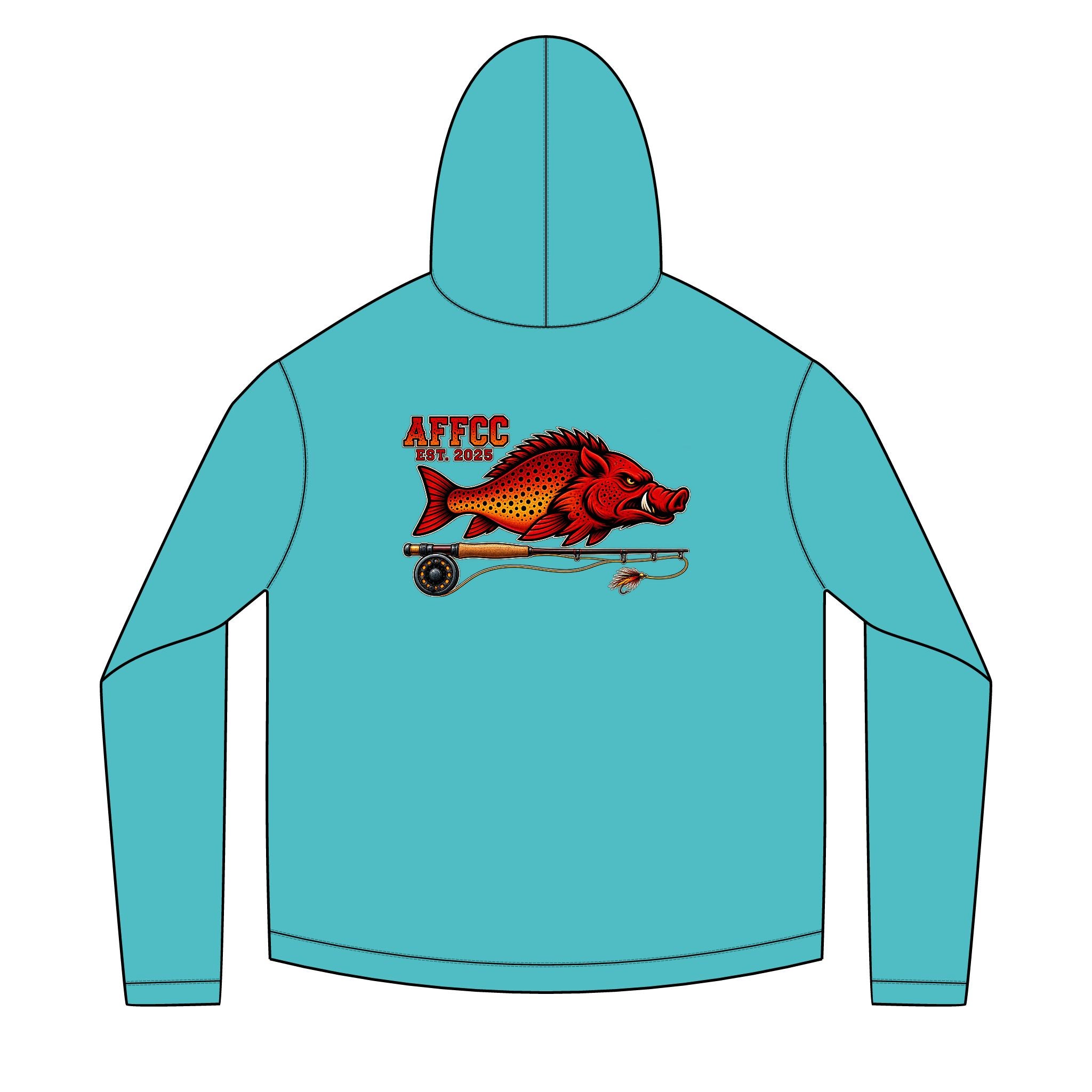 AFFCC Hog/Trout with Fly Rod Sun Hoodie— AFCC Hog/Trout Graphic Solar Hoodie
