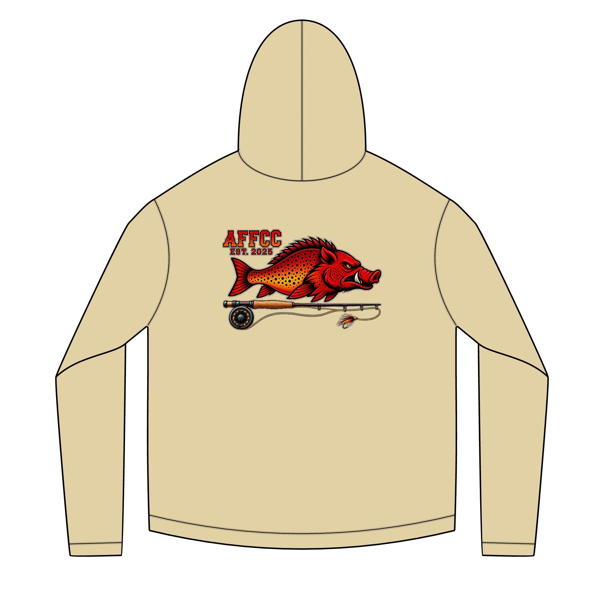 AFFCC Hog/Trout with Fly Rod Sun Hoodie— AFCC Hog/Trout Graphic Solar Hoodie