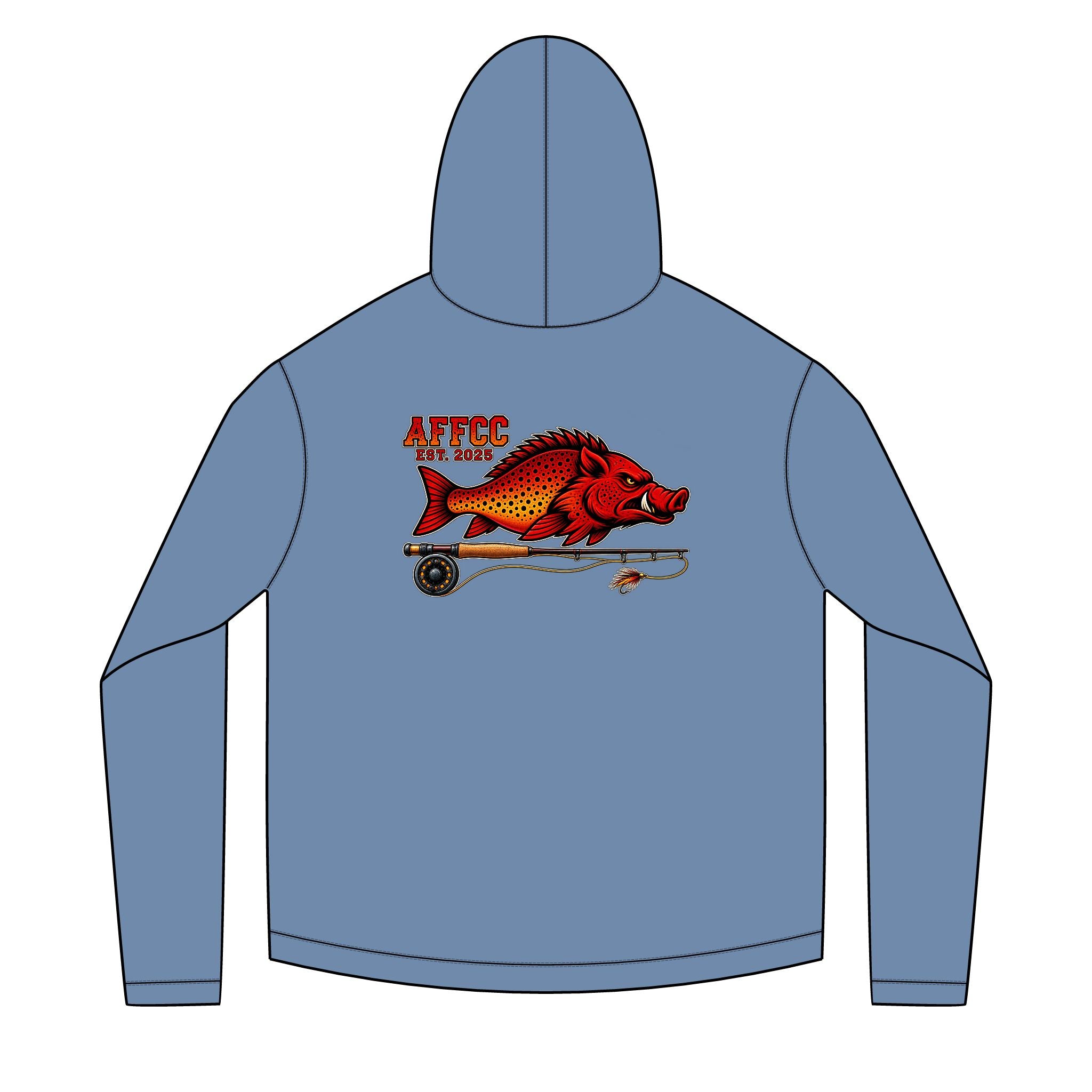 AFFCC Hog/Trout with Fly Rod Sun Hoodie— AFCC Hog/Trout Graphic Solar Hoodie