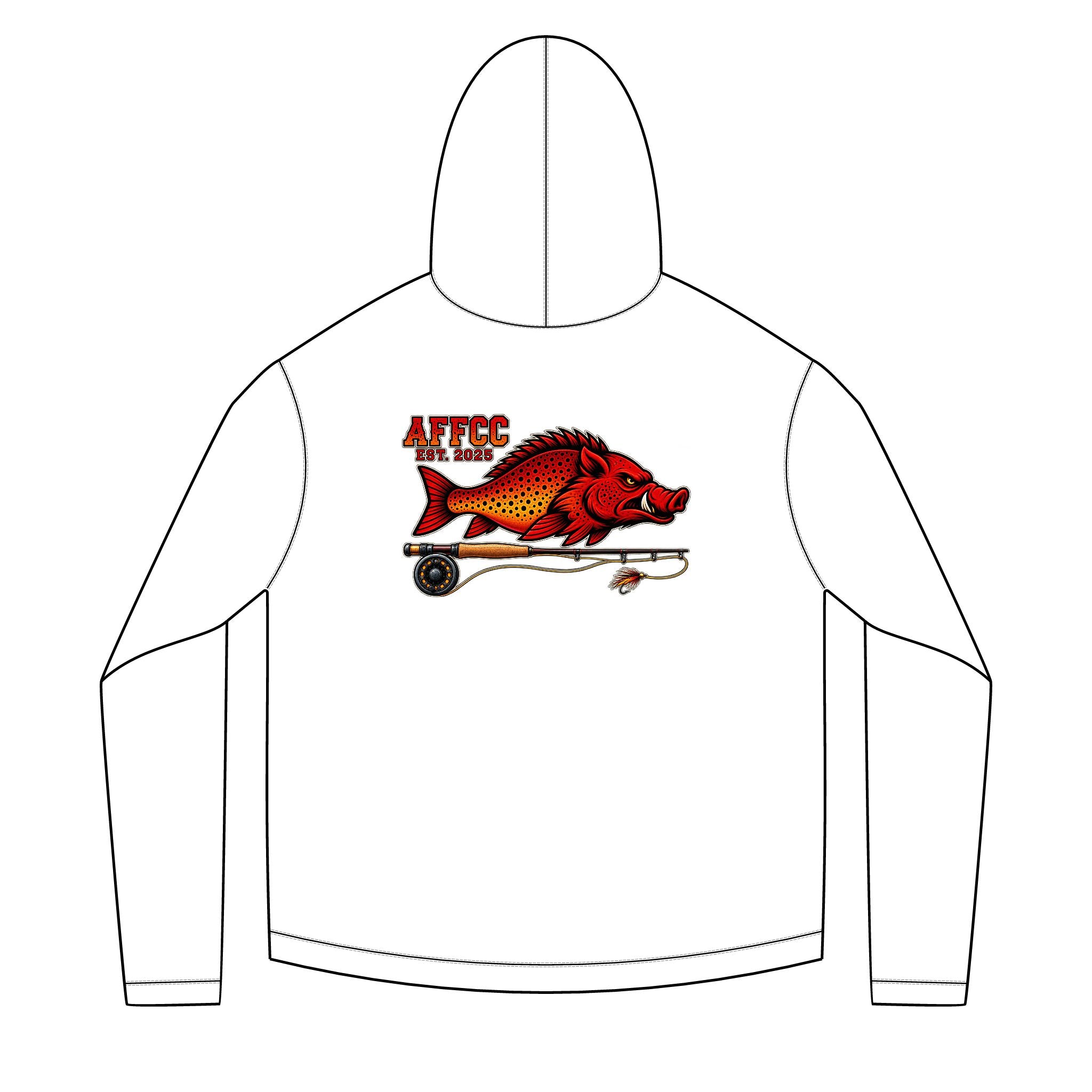 AFFCC Hog/Trout with Fly Rod Sun Hoodie— AFCC Hog/Trout Graphic Solar Hoodie
