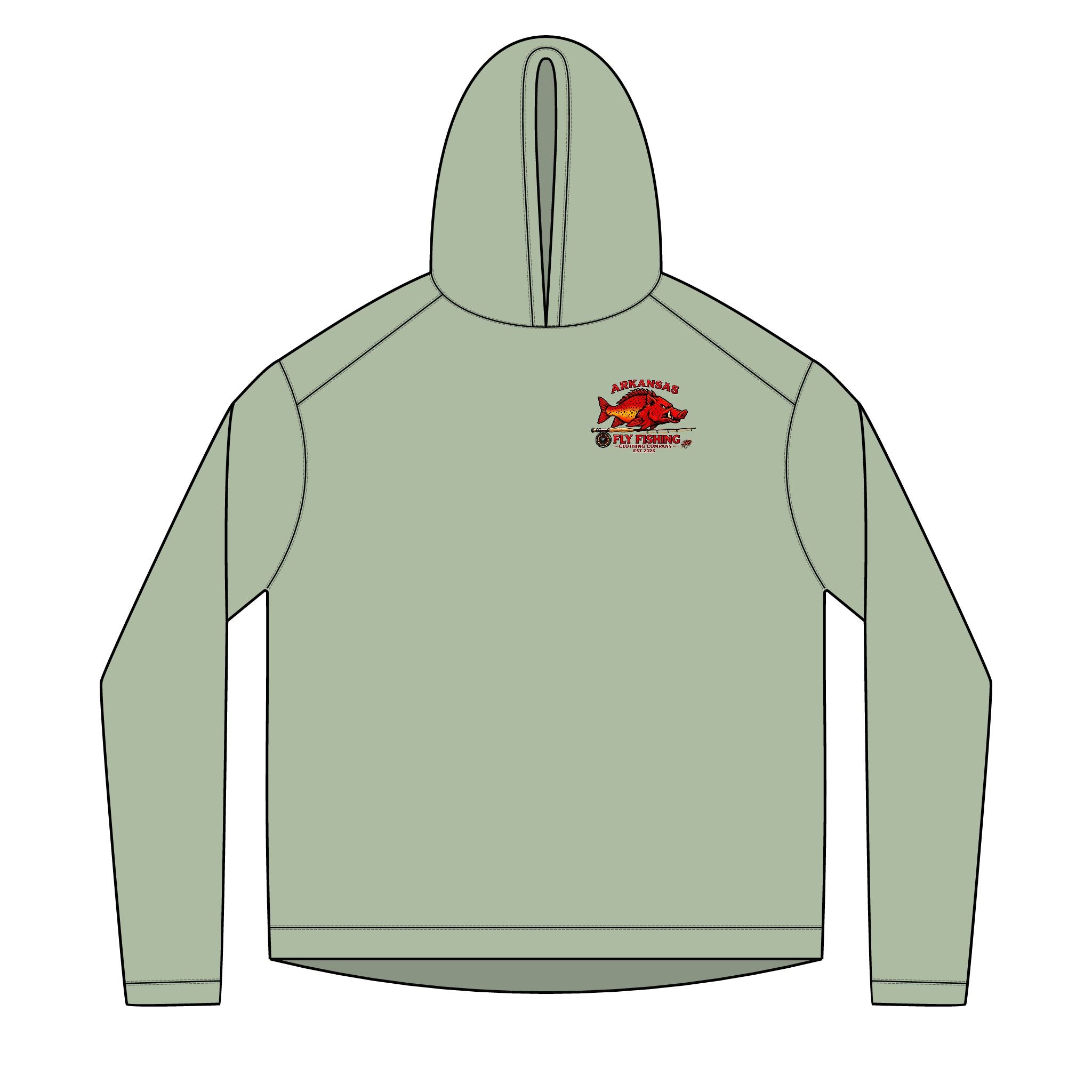 AFFCC Trout Mustache Hoodie DTG Print— AFCC Trout Mustache Sun Hoodie