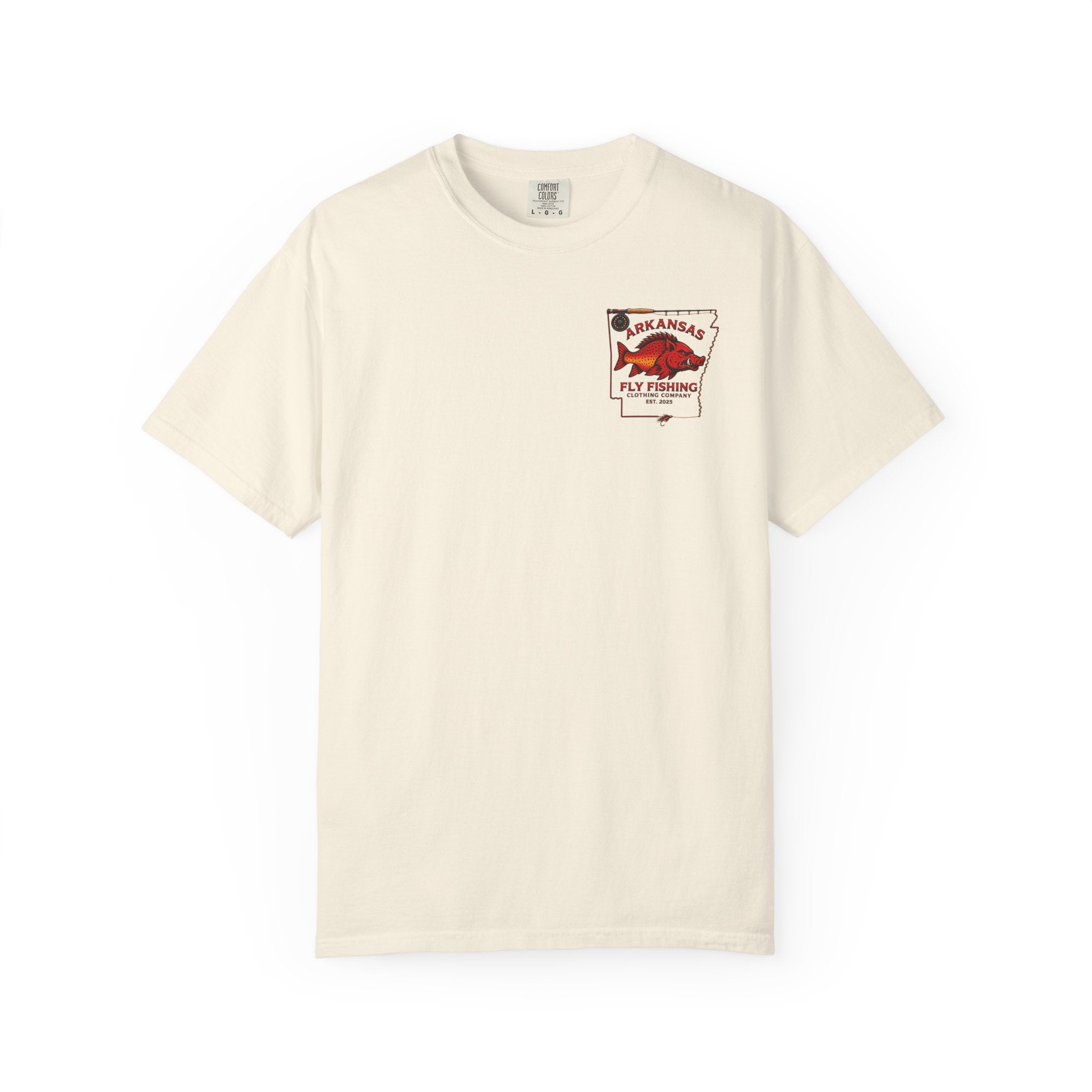 Arkansas Fly Fishing Clothing Company T-Shirt | Fly Rod Script Back Print