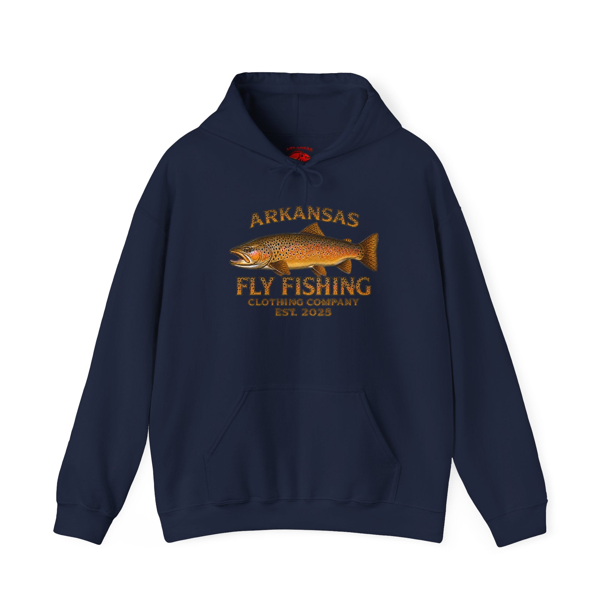 Arkansas Fly Fishing Clothing Company  Hoodie – Brown Trout Design